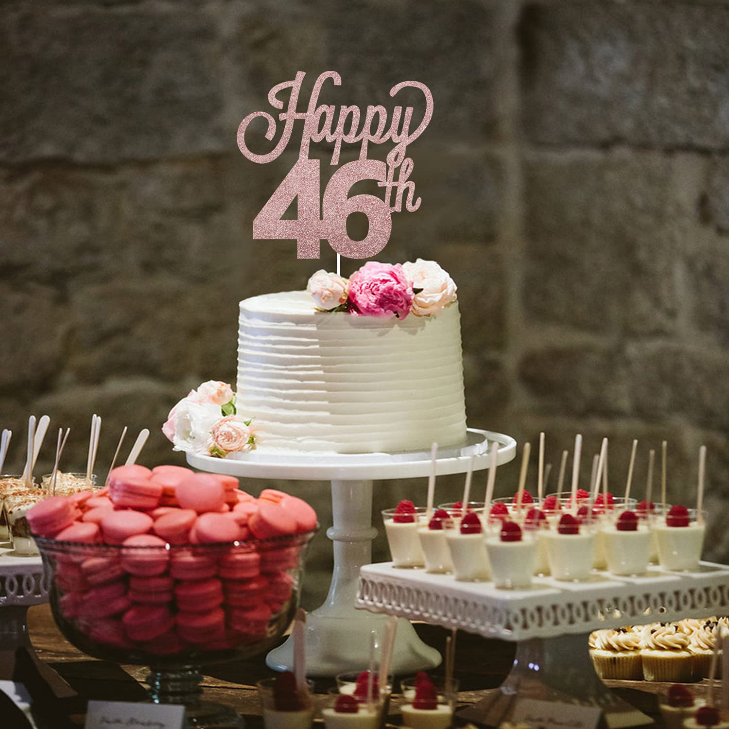 LINGTEER 46th Birthday Cake Topper - Cheers to 46 Years Old Party Decorations, Gold Foil Cake Sign for Anniversary Celebration | Perfect for Birthday Parties, Milestone Events & Photo Backdrops