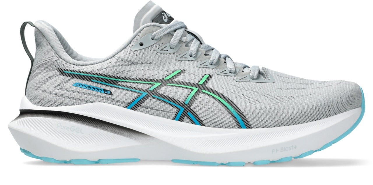 ASICS Men's GT 2000 13 Running Shoes - Piedmont Grey/Black - Lightweight Stability for Road Running & Gym Workouts