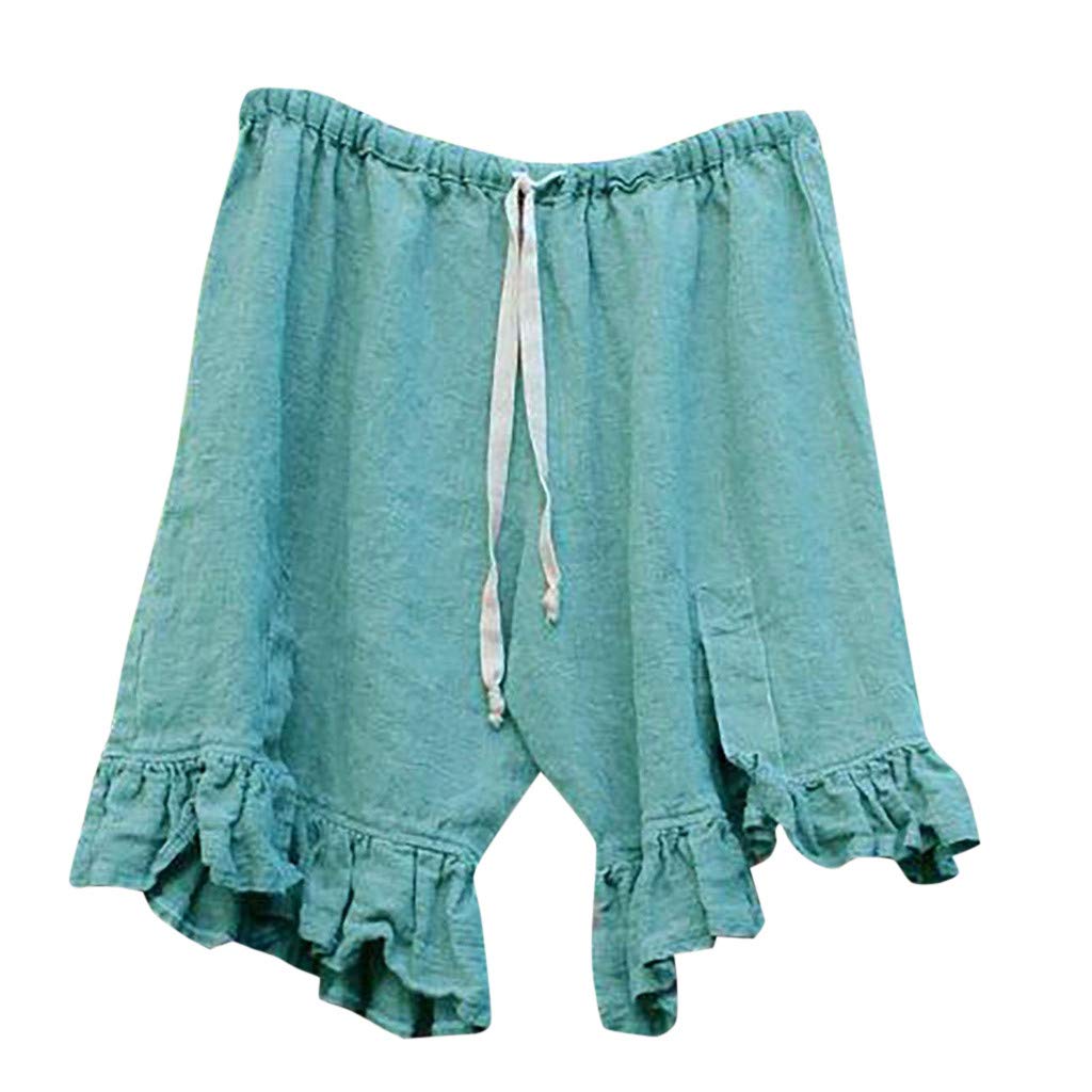 Libermall Women's Linen Shorts - High Waist Wide Leg Mint Green for Summer Outfits
