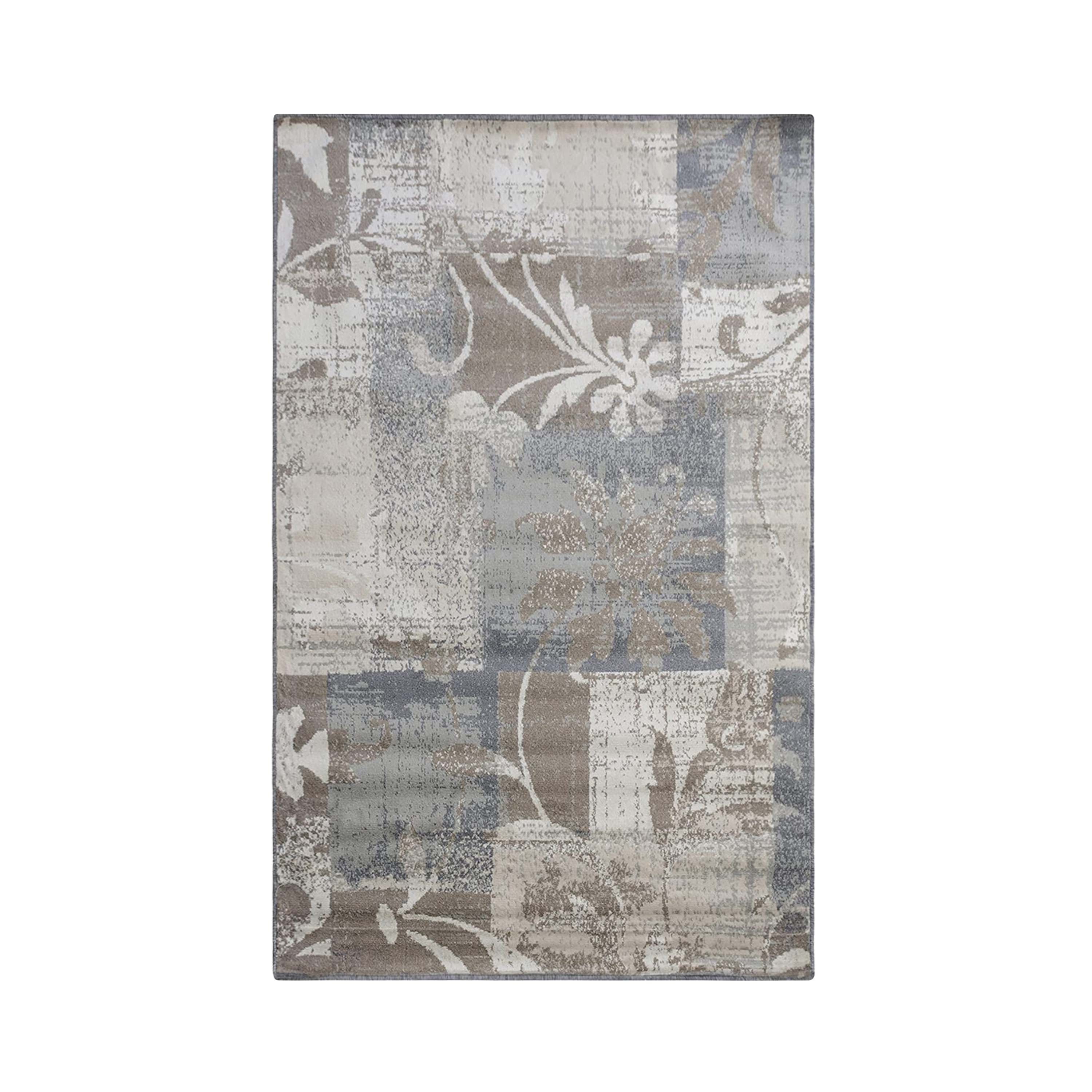 Stylish Pastiche Contemporary Floral Patchwork Area Rug - Non-Slip Indoor Runner for Living Room, Bedroom & Hallway Decor