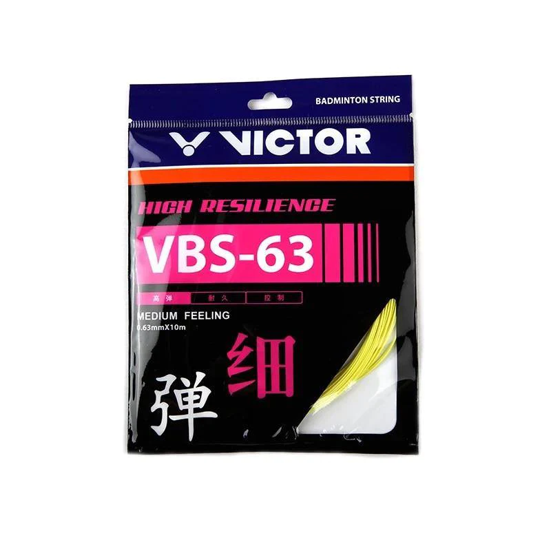 Victor VBS 63 Badminton String (Yellow) - High Performance Nylon String for Badminton Rackets - Perfect for Competitive Play & Training Sessions