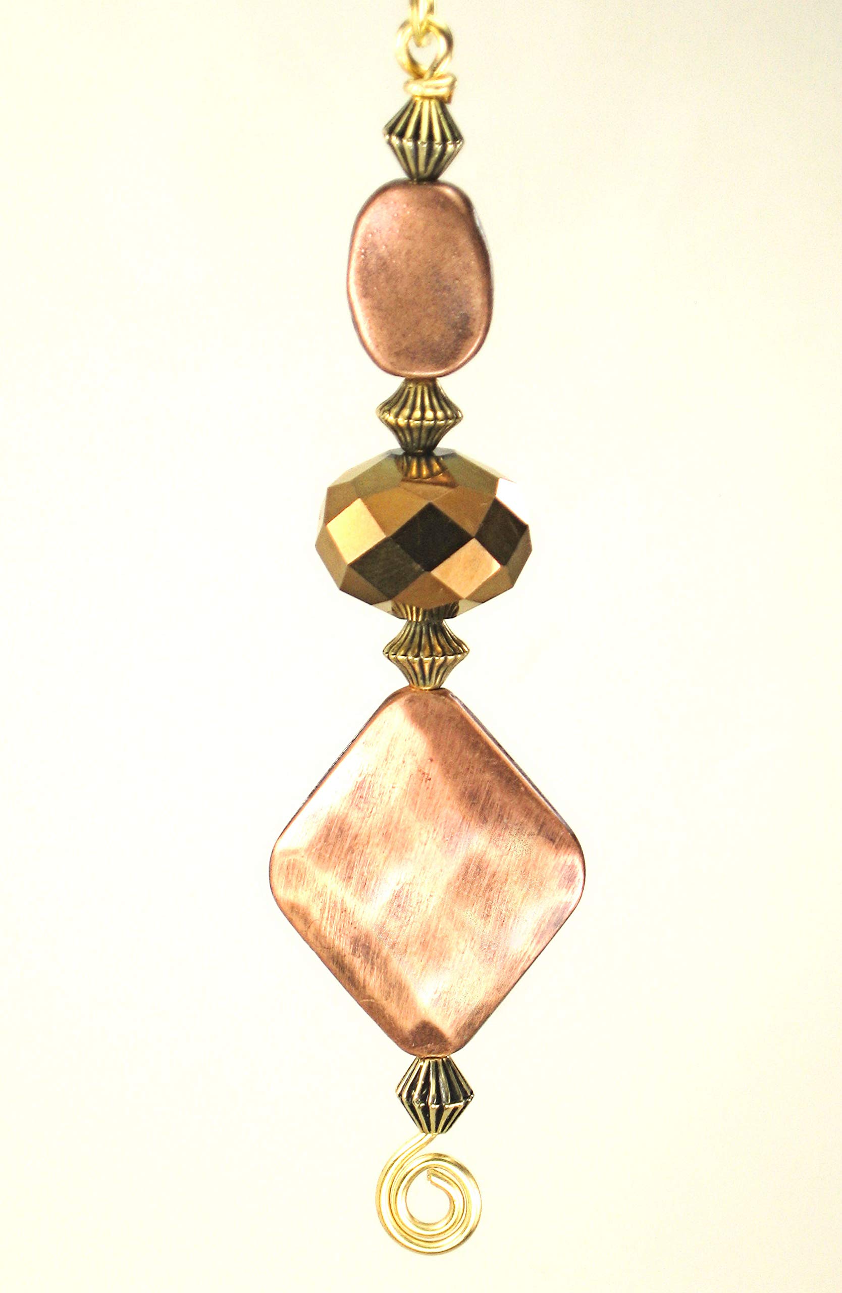 Copper Diamond Faceted Lampwork Glass Ceiling Fan Light Pull - Elegant Home Decor for Living Room, Bedroom & Porch