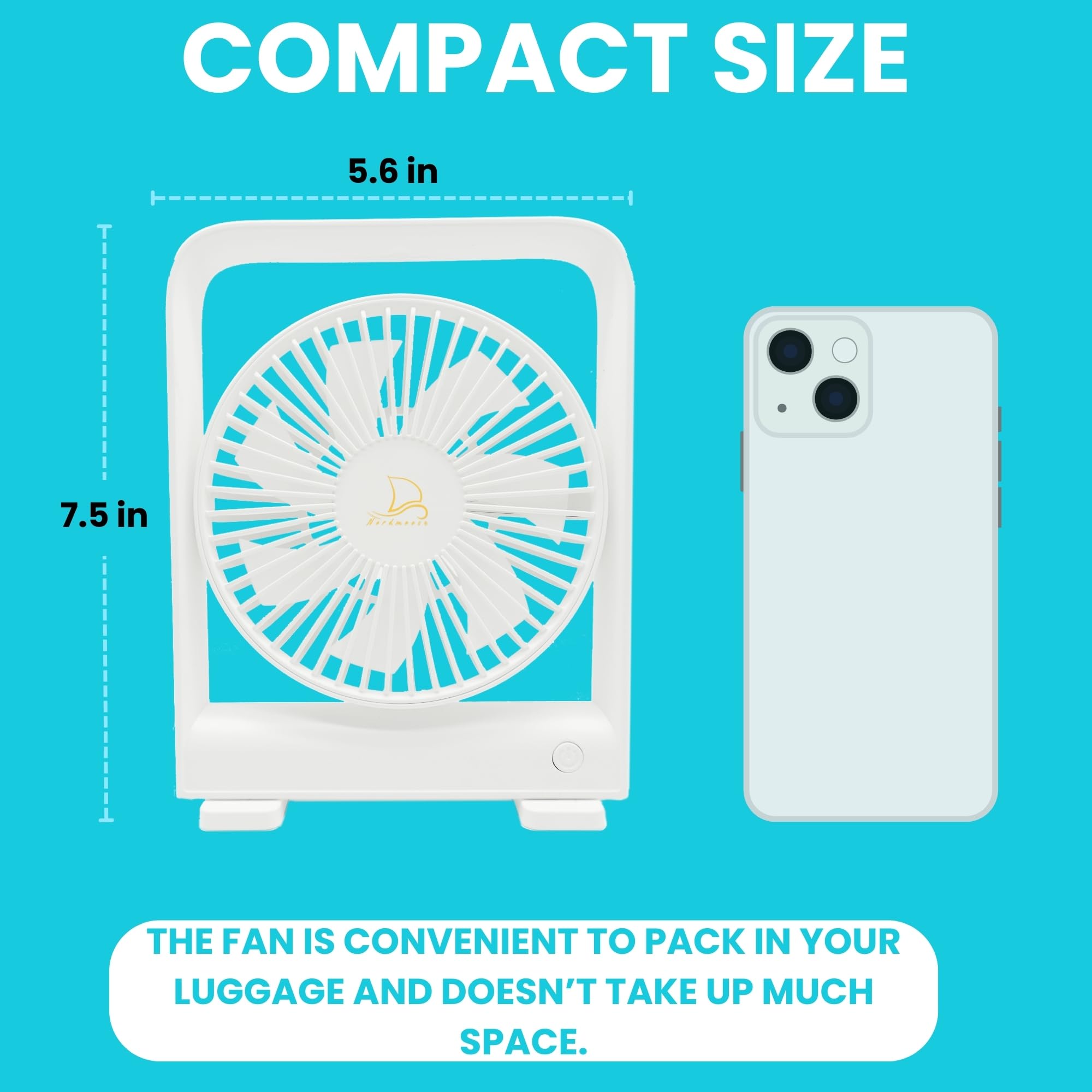 Original Portable Cruise Fan 2025 - Powerful 3-Speed Magnetic Fan for Cruise Ship Cabins, Sticks to Ceilings & Walls - Perfect for Travel, Small Spaces & Hot Weather