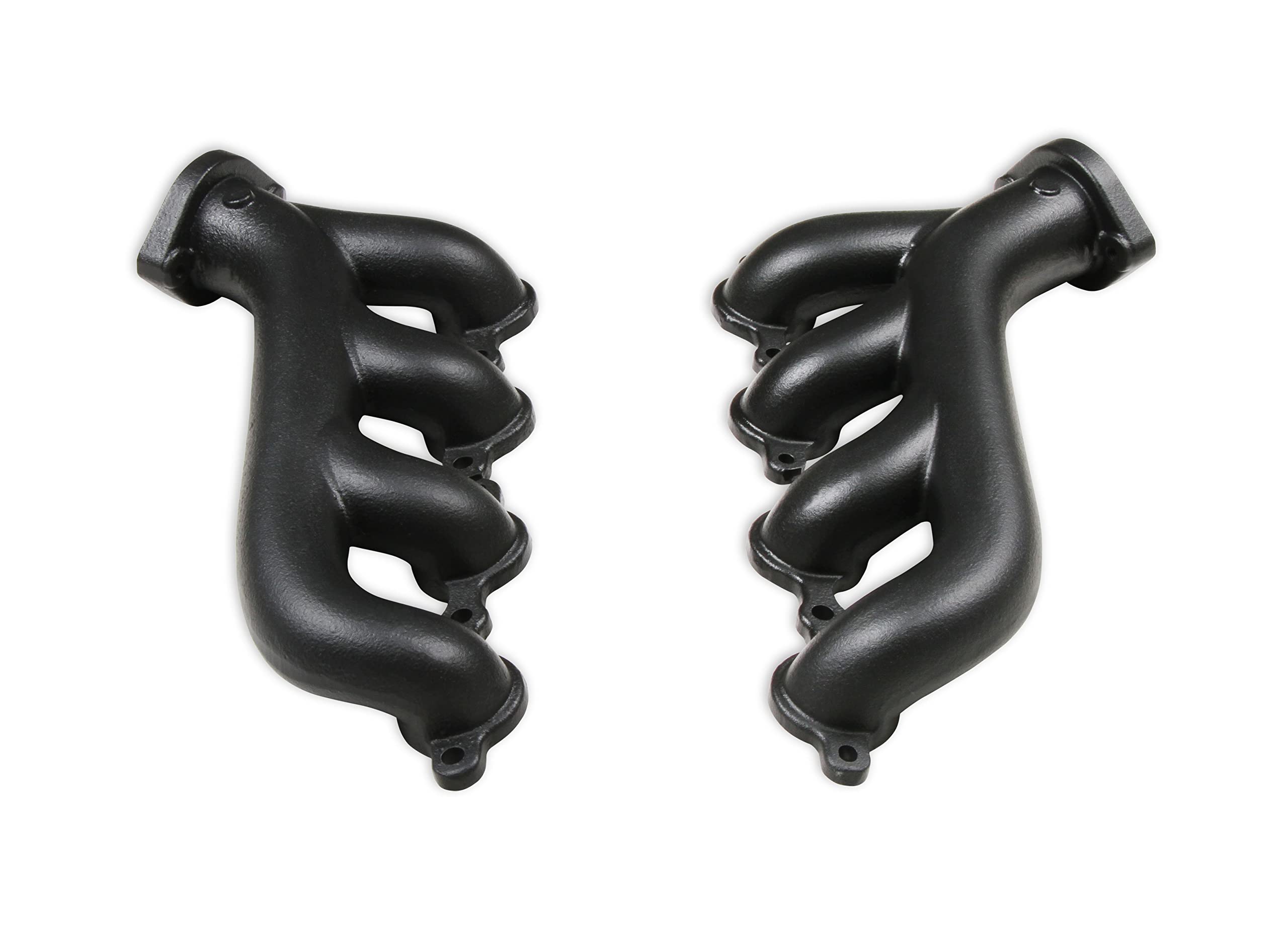 LS Black Ceramic Coated Cast Iron Exhaust Manifolds - High Performance Pair for Ford Mustang, Chevy Camaro & Dodge Challenger - Perfect for Racing, Off-Road & Engine Upgrades
