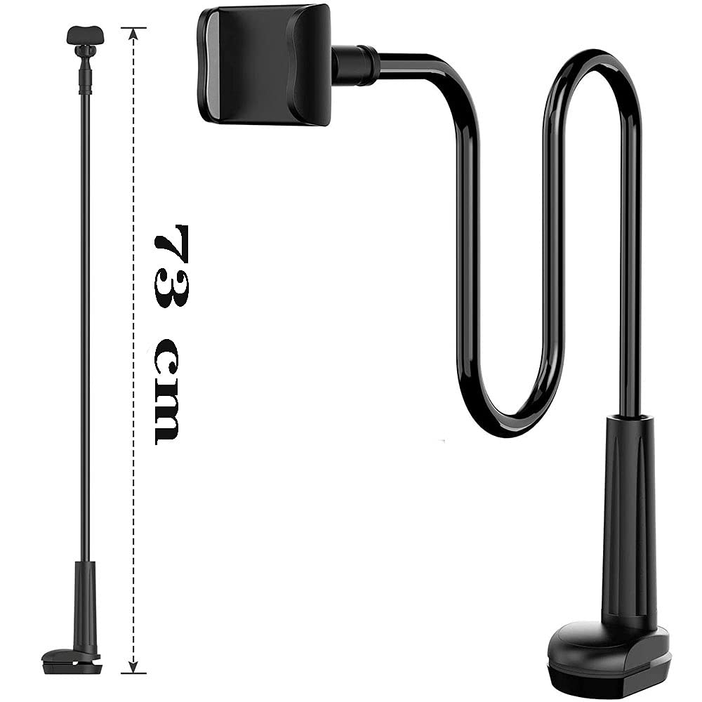 Adjustable 360° Rotating Gooseneck Phone Holder - One-Hand Operation Desk & Bed Mount Stand for iPhone, Samsung, Smartphones (Black) - Perfect for Nightstand, Office Desk, Car & Bedside Use