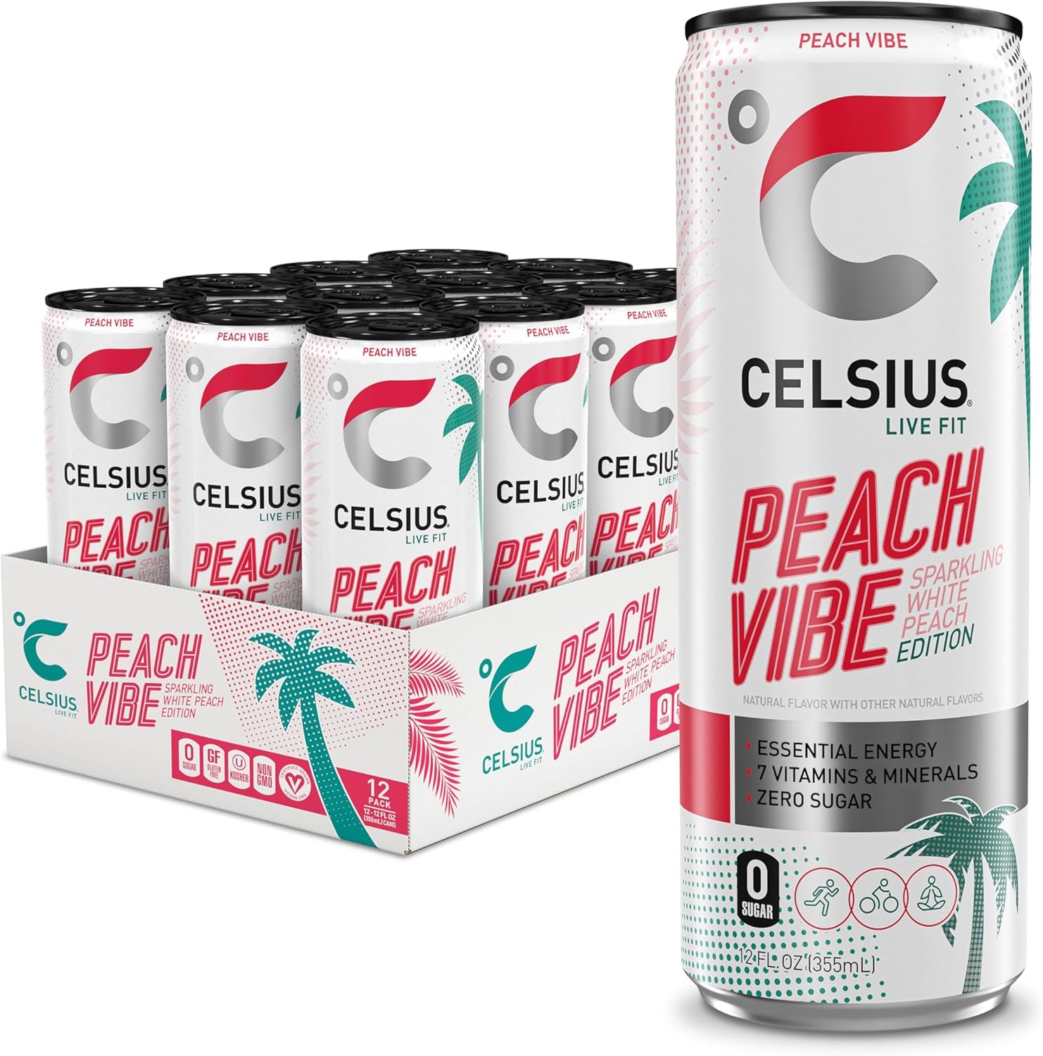 CELSIUS Fantasy Vibe Energy Drink 12 Pack (12x355ml) - Zero Sugar, 200mg Caffeine, Refreshing Citrus Flavor - Boost Energy for Workouts, Gaming & Study