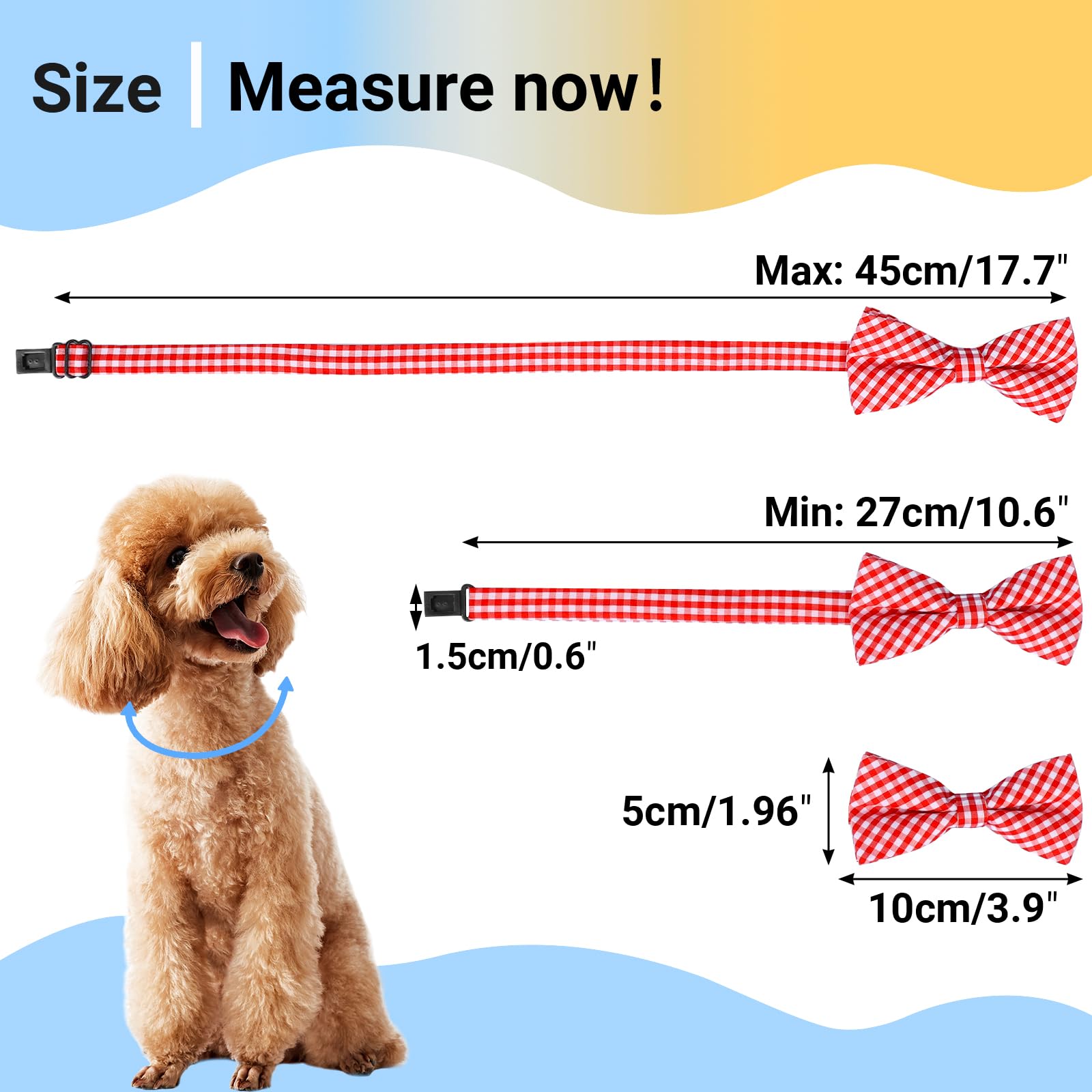 Segarty Plaid Dog Bow Tie - Adjustable Pet Bow Collar for Small Medium Large Dogs & Cats - Perfect for Weddings, Thanksgiving, Christmas Costumes & Grooming - Boy & Girl Pet Fashion Accessory