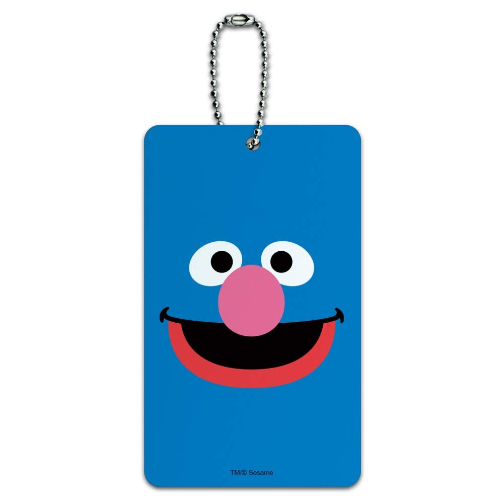 Official Sesame Street Grover Character Face Luggage Tag - Durable Suitcase ID Tag for Carry-On Bags, Perfect for Travel & Kids' Backpacks