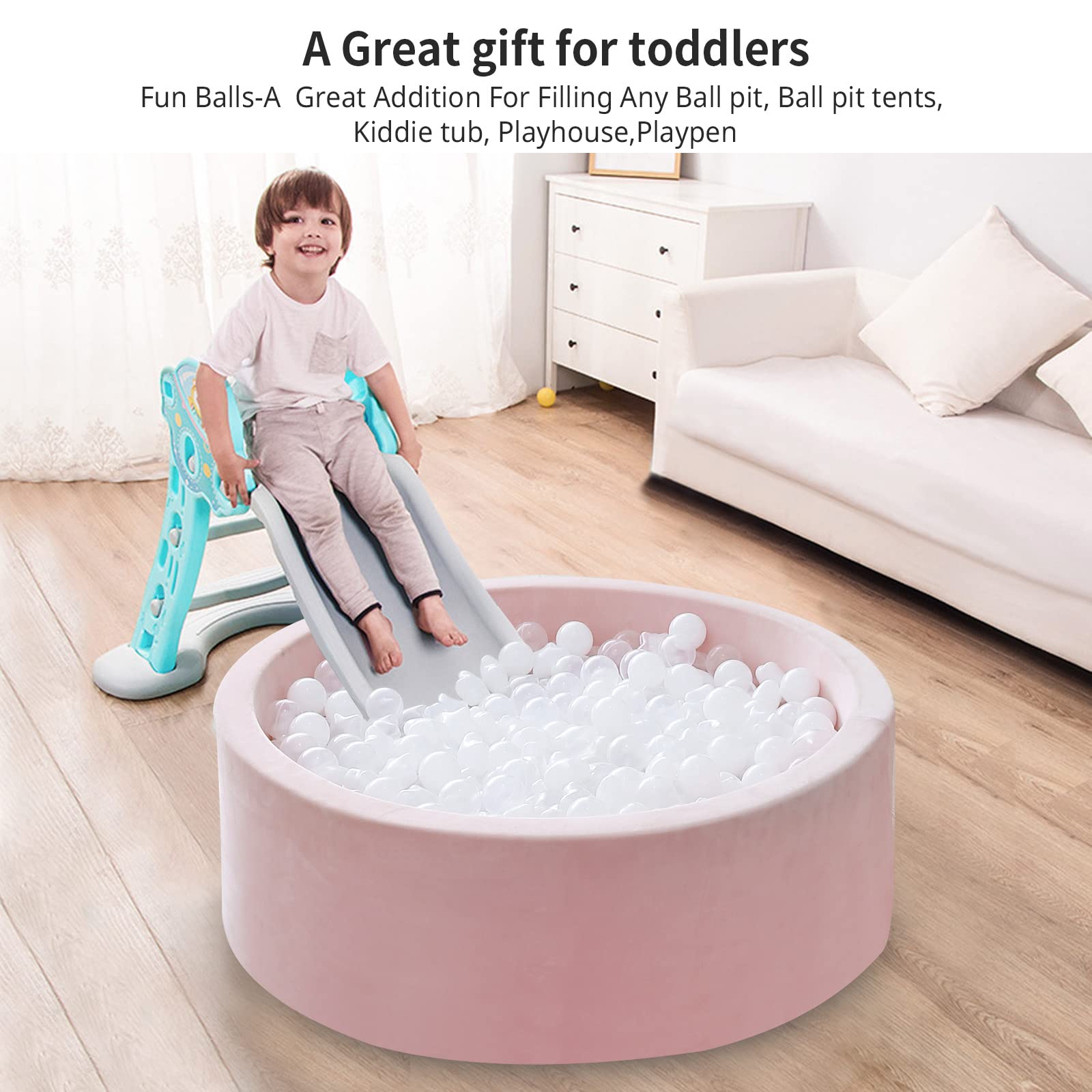 100-Piece Star Ball Pit Balls - Safe Plastic Play Balls for Kids & Toddlers - Perfect for Ball Pits, Play Tents, Kiddie Pools & Party Decorations (White & Clear) - Indoor & Outdoor Fun for Birthday Parties, Daycare Centers & Backyard Playtime