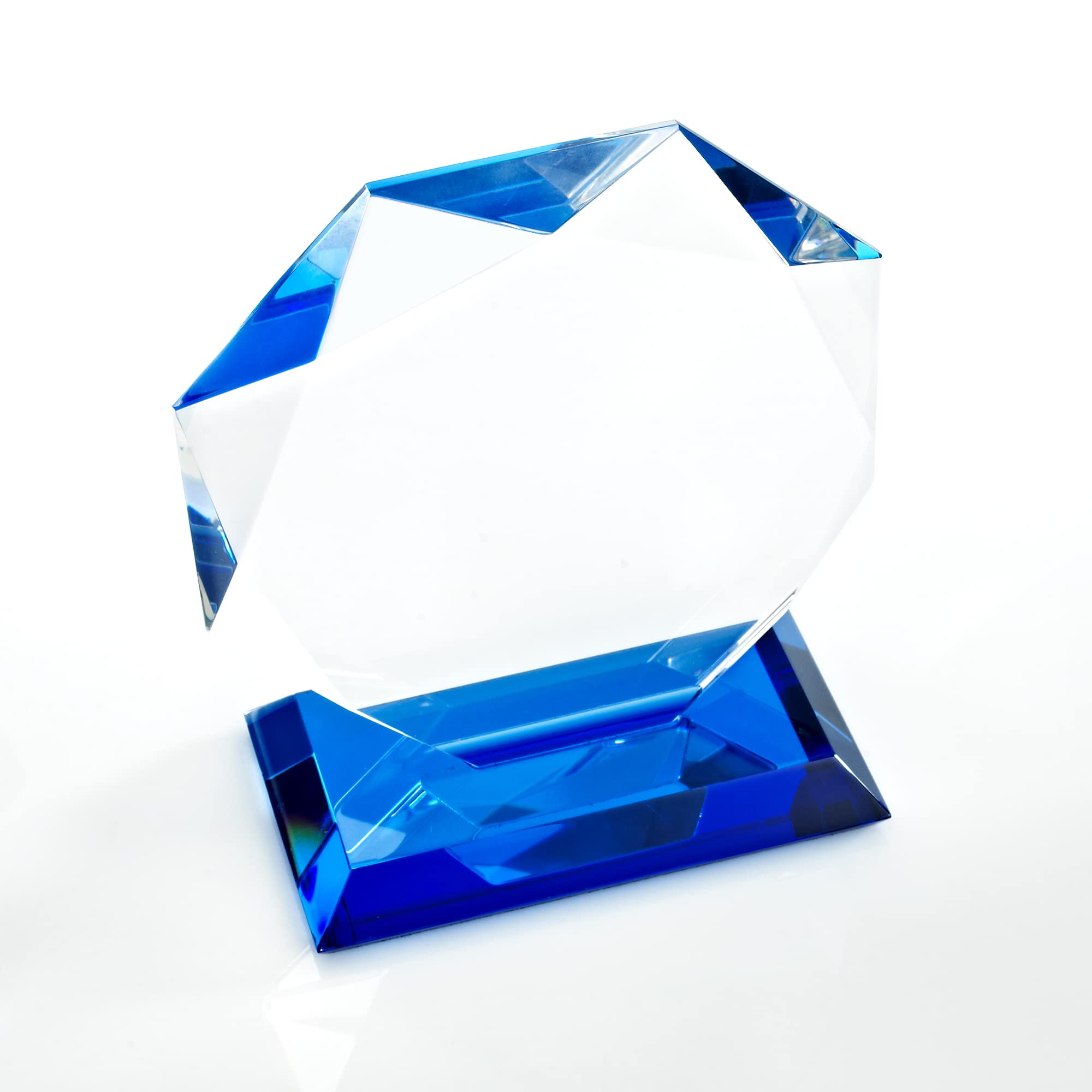 Baudville Custom Engraved Luminary Crystal Trophy Award with Blue Highlights - Elegant Black Gift Box Included - Perfect for Corporate Awards, Employee Recognition & Special Achievements