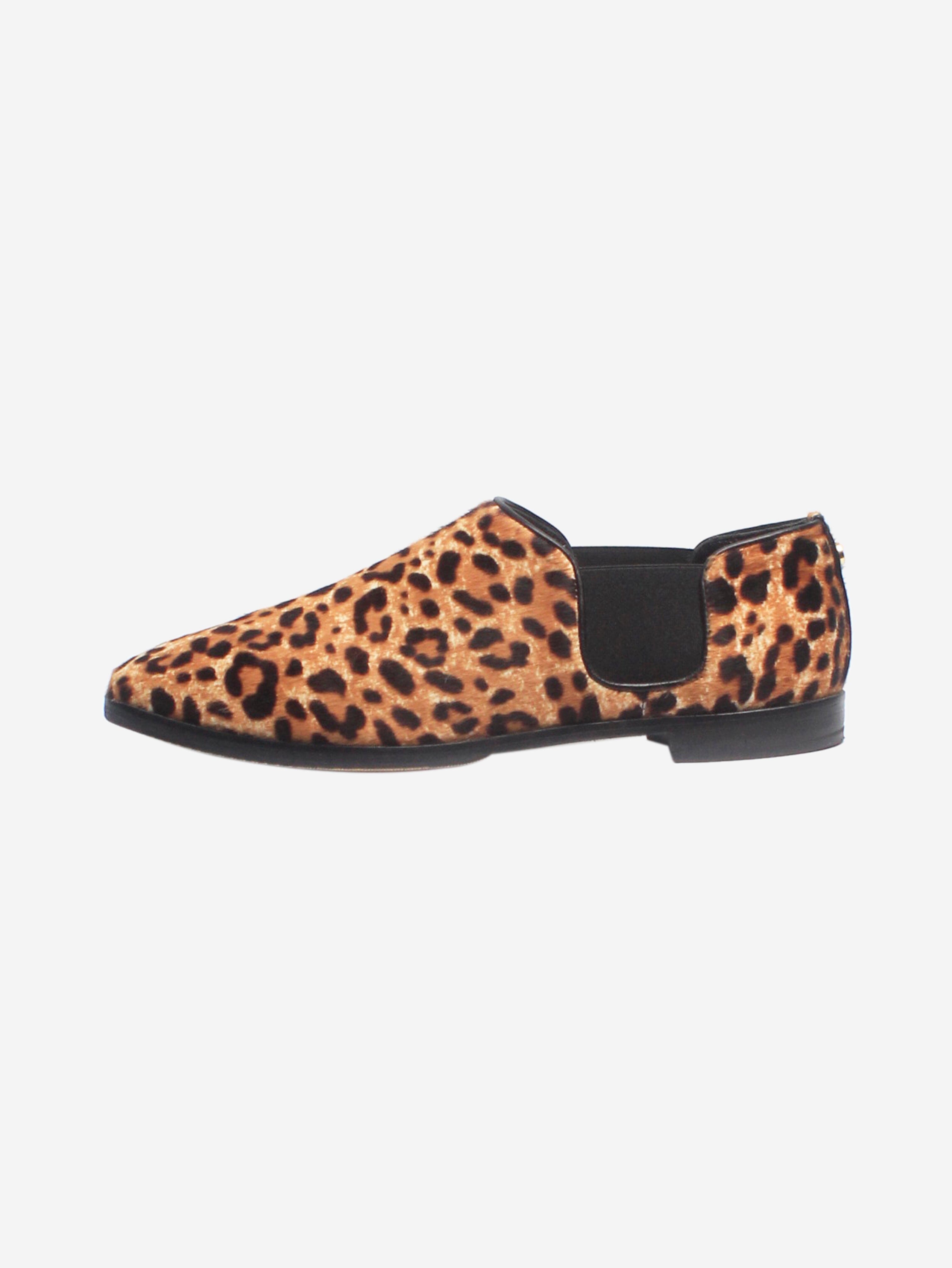 Stylish Brown Animal Print Pony Hair Flat Shoes - Women's Size EU 37 (US 7) | Comfortable & Fashionable Loafers for Casual Wear, Office, and Daily Outfits