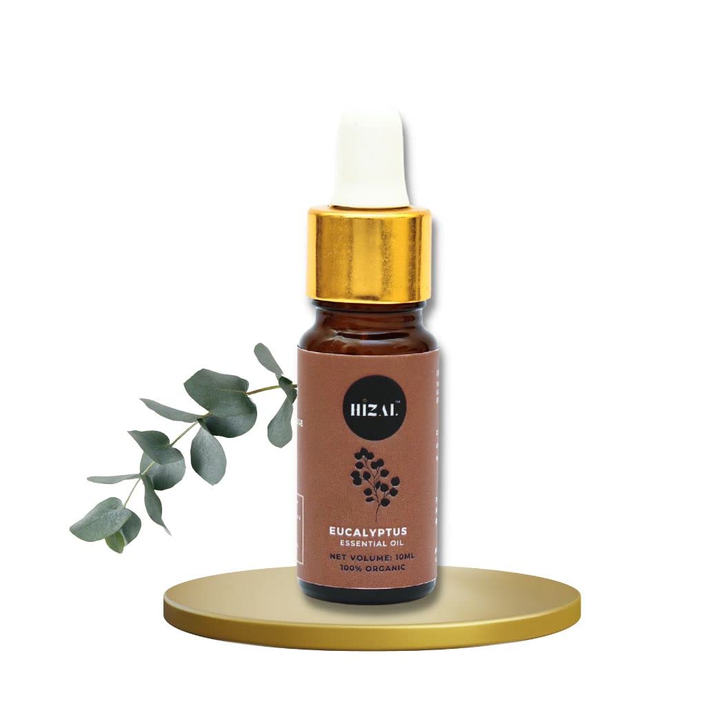 HIZAL 100% Pure & Natural Eucalyptus Essential Oil - 10ML for Face, Hair Growth, Skin Care & Aromatherapy | Perfect for Diffusers, Massage & Relaxation at Home
