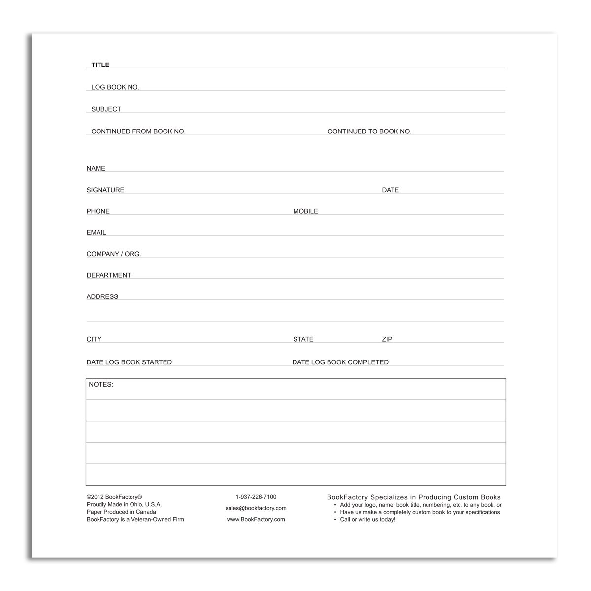 BookFactory Red 5 Column Log Book - 9