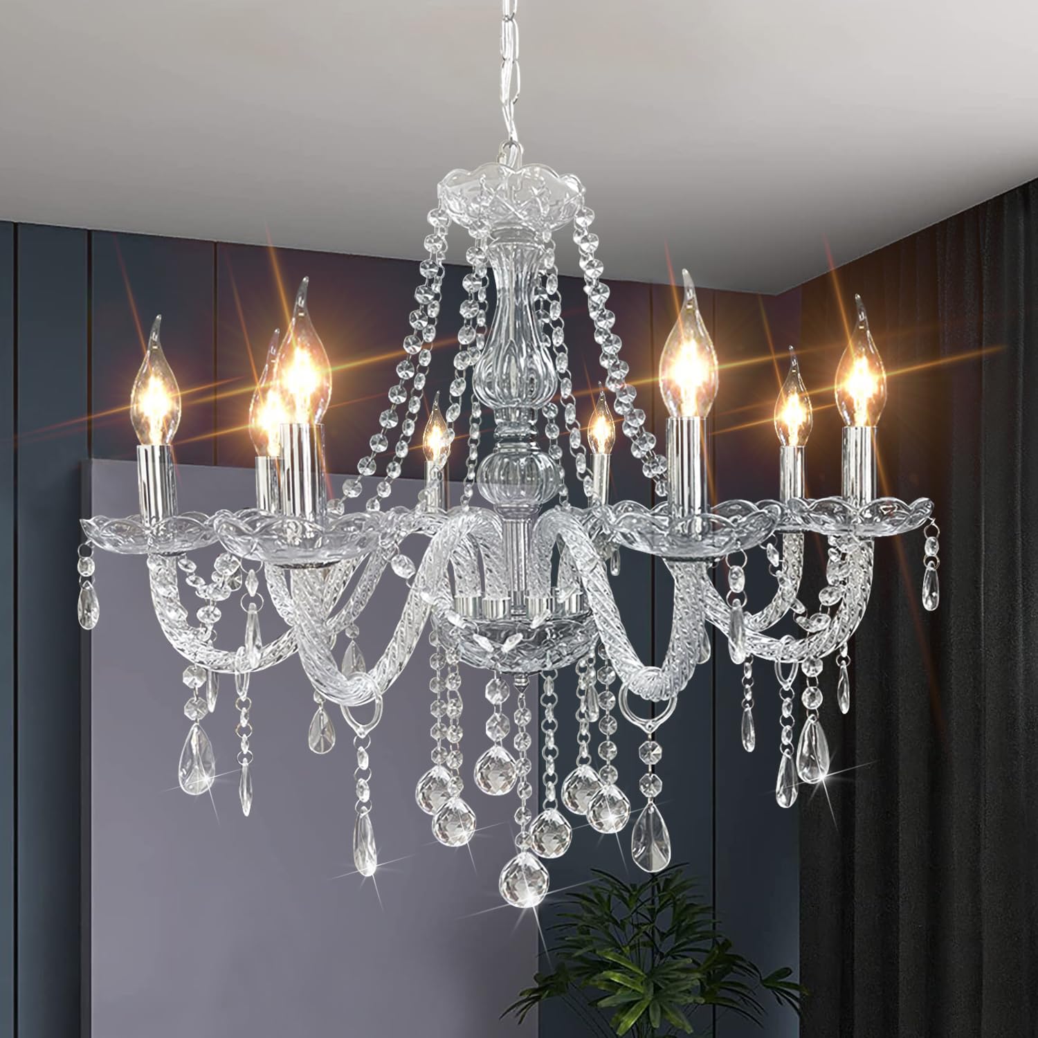CRYSTOP Modern 8-Light Crystal Chandelier - 31.5