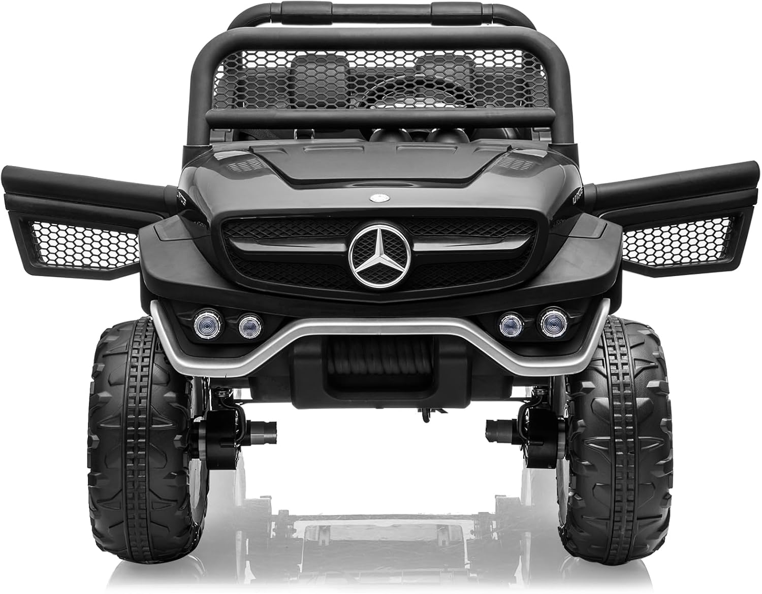 GARVEE 24V Kids Ride On Truck - 2 Seater Licensed Mercedes Benz Electric Toy Car for Toddlers with Remote Control, LED Lights, Music & Spring Suspension | Battery-Powered Vehicle with Storage Trunk & Battery Display | Perfect for Outdoor Play, Birthday Gifts & Family Fun