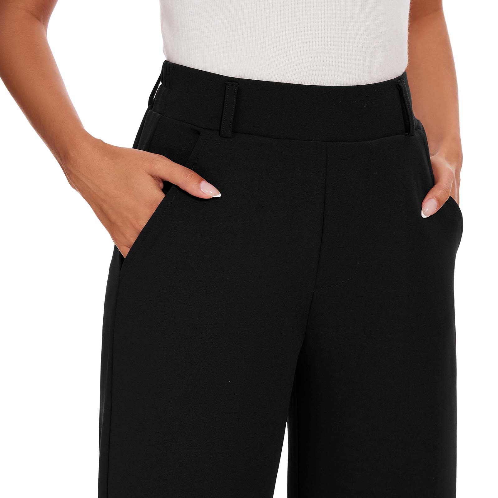 High Waisted Wide Leg Dress Pants for Women - Business Casual Work Trousers with Pockets - Office Wear & Professional Attire for Formal Meetings & Corporate Events