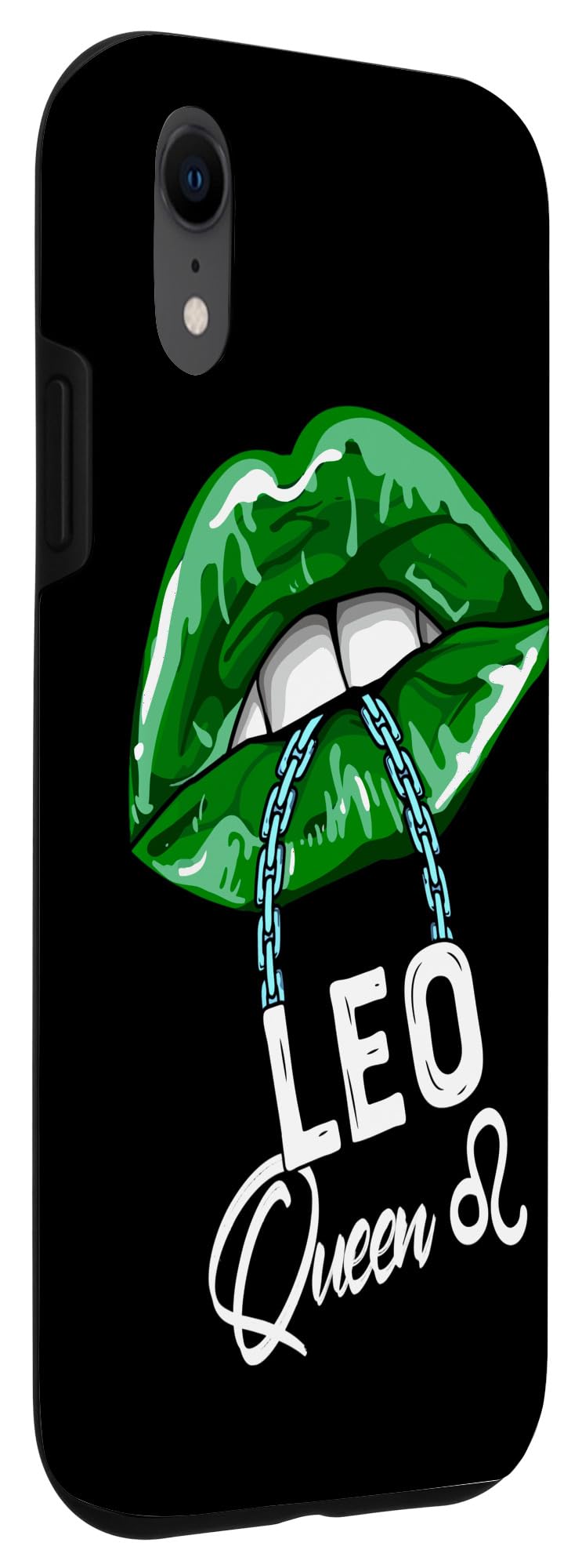 iPhone XR Green Leo Queen Lips Chain Zodiac Phone Case - Stylish Protective Cover for St. Patrick's Day, Birthday Gifts & Daily Use
