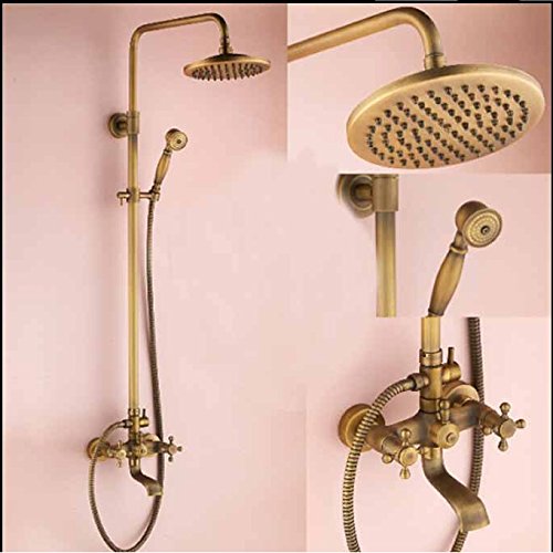 GOWE Modern Antique Brass Rainfall Shower Faucet - Dual Handle Bathtub Shower Mixer Tap - Perfect for Luxury Bathroom & Spa Experience