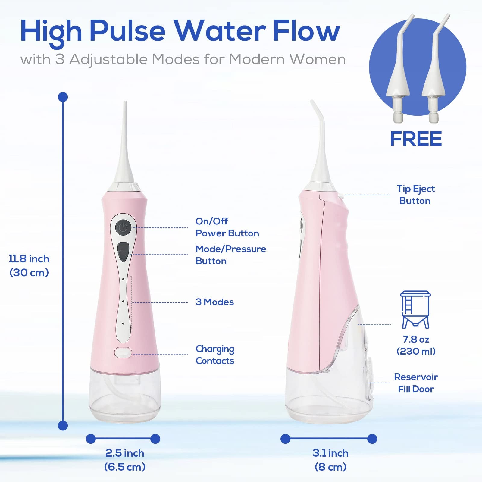 **Cordless Electric Water Flosser for Teeth Cleaning – Portable Oral Irrigator with Rechargeable Battery, IPX7 Waterproof, for Home & Travel – Perfect for Braces, Gums, and Dental Care**