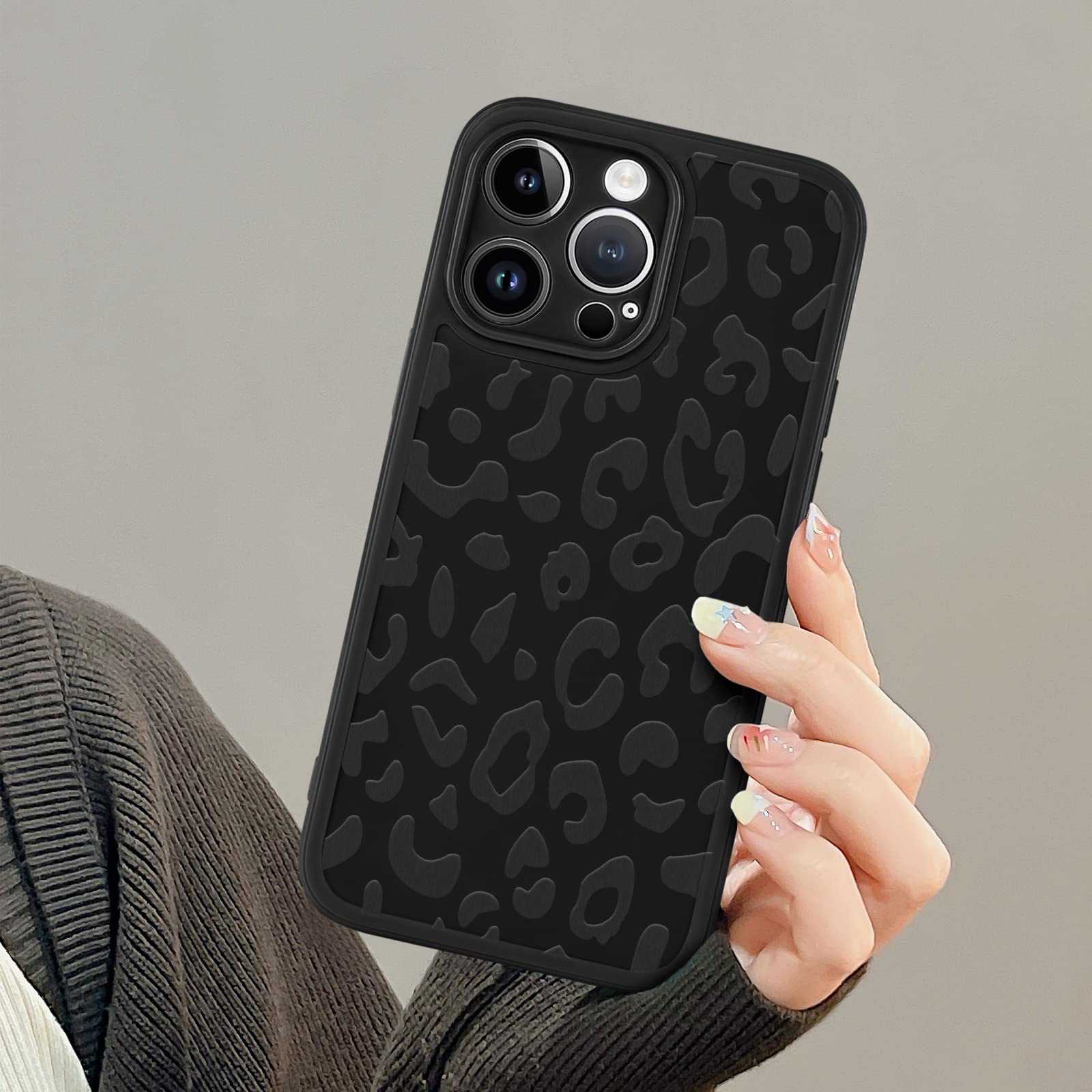 Newseego Luxury Leopard Print iPhone 14 Pro Max Case - Shockproof Soft TPU Bumper Cover with Full Camera Protection for Women (Black) | Perfect for Everyday Use, Work & Travel