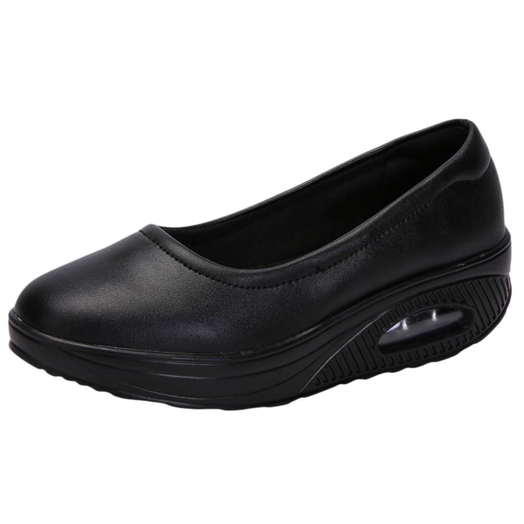 **Women's Plus Size Comfortable Non-Slip Work Shoes - Soft Floral Wedge Heels for Nurses, Waitresses & Professionals - Perfect for Long Shifts & All-Day Wear**