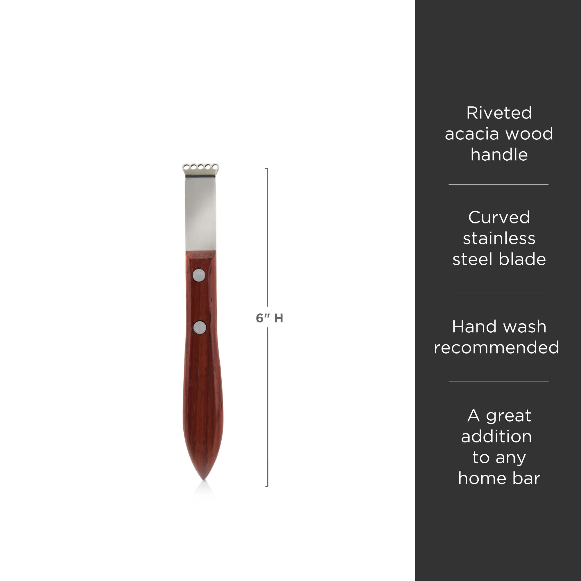 Premium Stainless Steel Citrus Zester with Ergonomic Acacia Wood Handle - Perfect for Zesting Lemons, Limes & Oranges for Baking, Cooking & Cocktail Garnishes