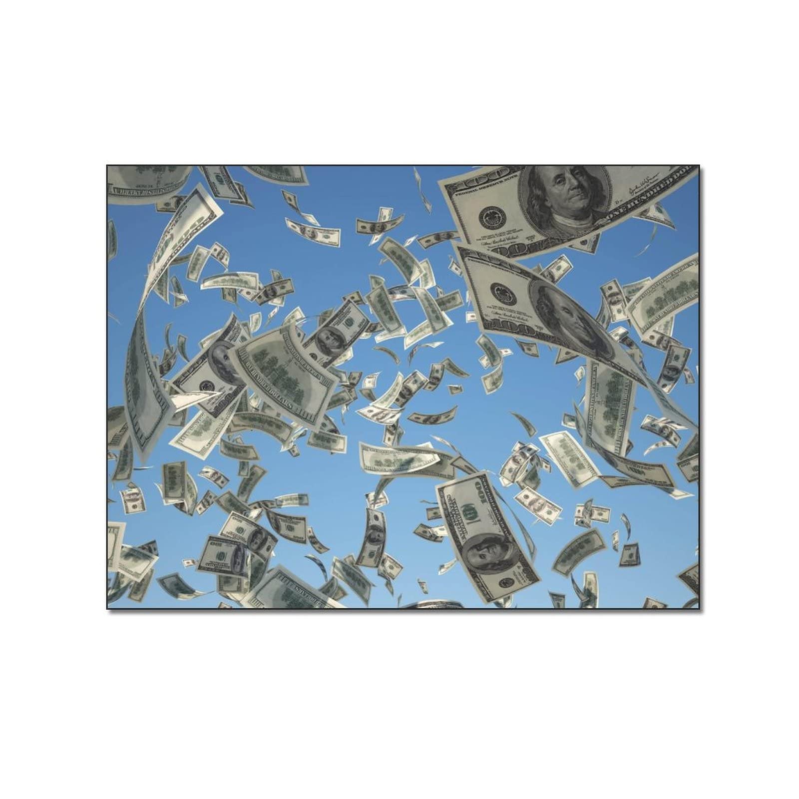 Funny Dollars Drop Canvas Print Wall Art Poster - 8x10 Inch (20x26cm) Modern Home Decor for Living Room, Bedroom & Office - Perfect Gift for Money Lovers & Wall Decoration