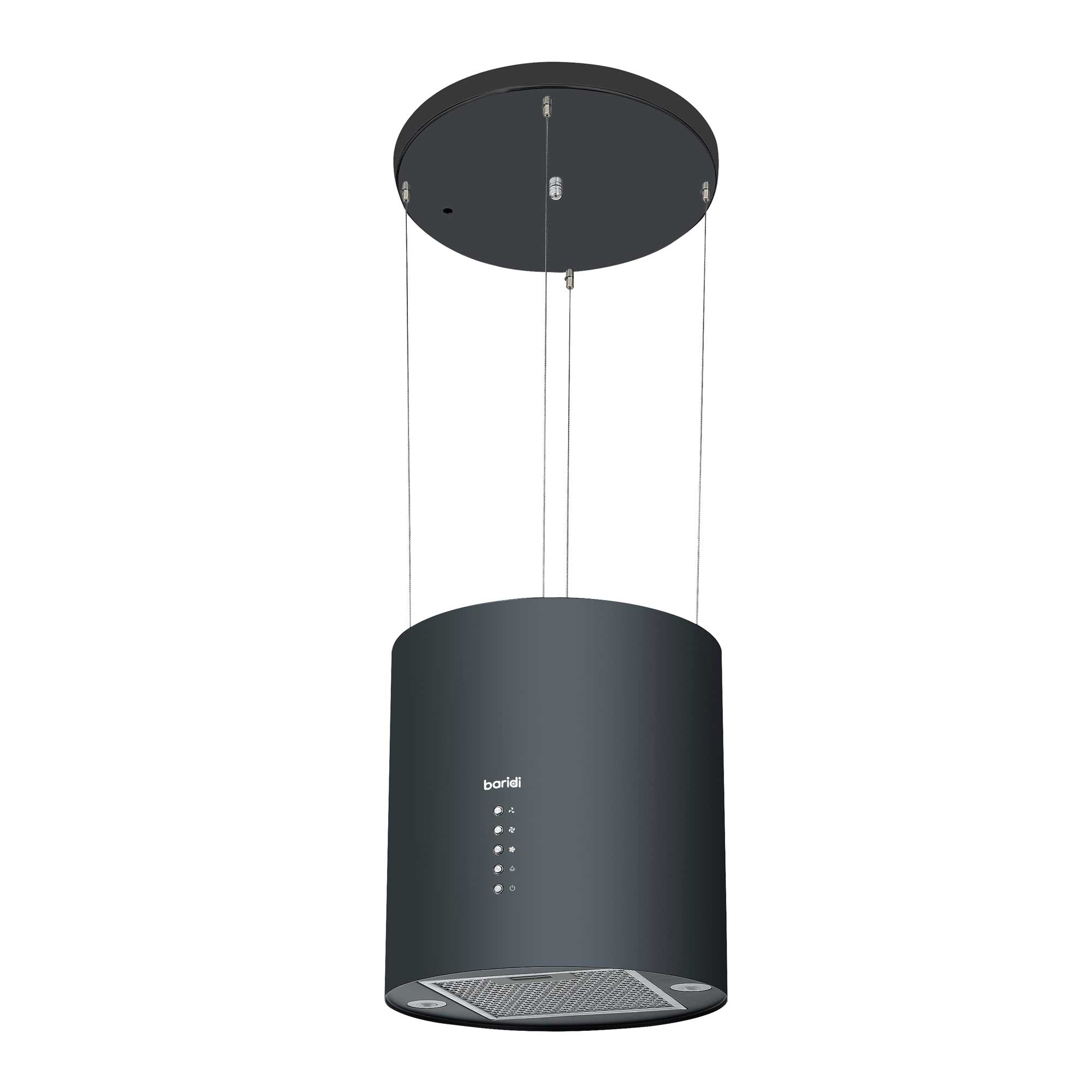 Baridi Island Range Hood - 35cm Pendant Style Kitchen Exhaust Fan with 3 Speed Settings - Black (DH219) - Perfect for Modern Open-Concept Kitchens and Restaurant-Style Cooking Areas