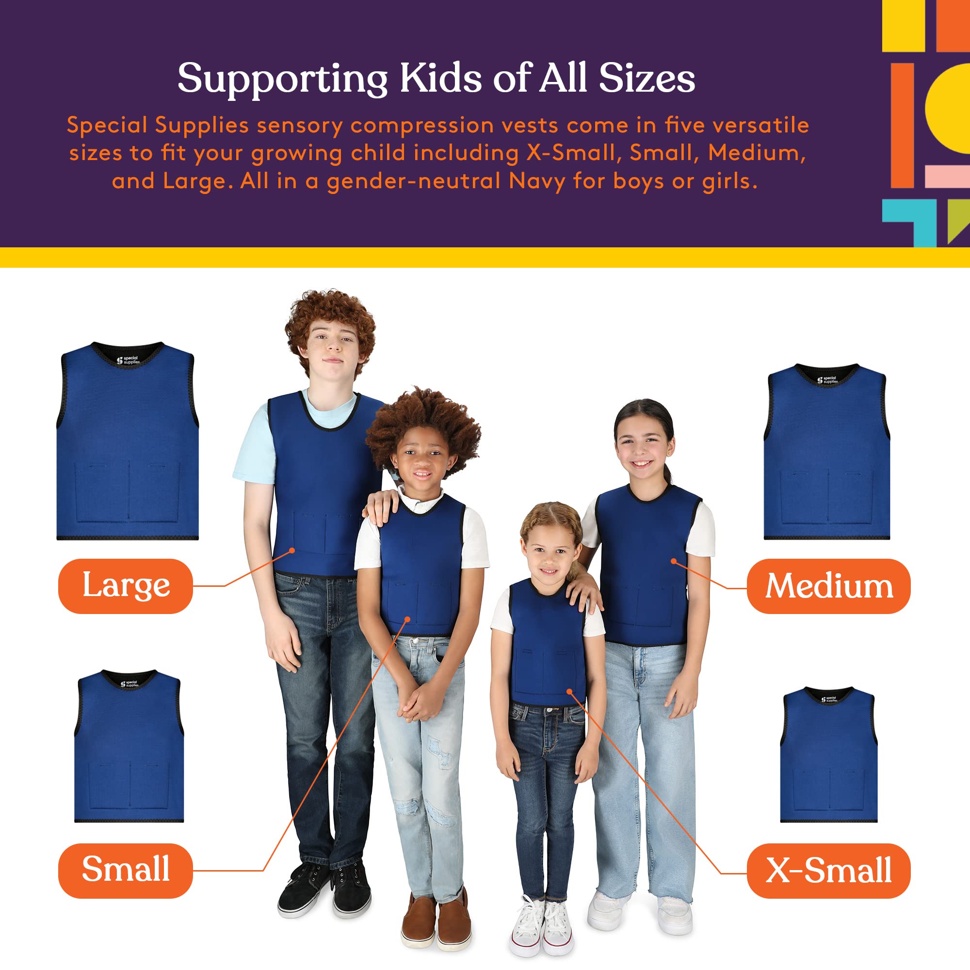 Weighted Sensory Compression Vest for Kids - Adjustable Weight & Comfort Fit - Calming Sensory Therapy for Autism, ADHD & Anxiety Relief - Perfect for School, Home & Therapy Use