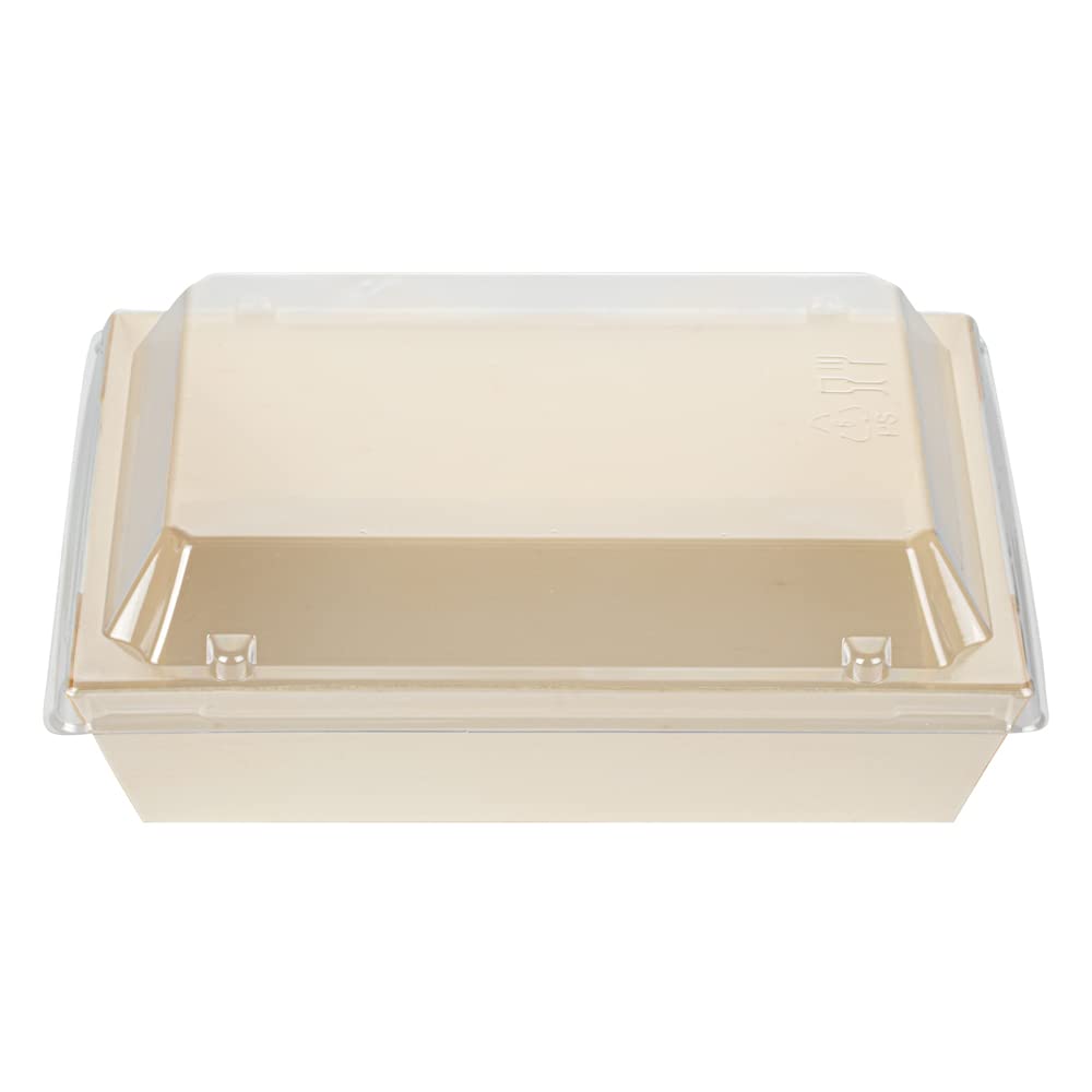 Restaurantware 100-Pack Clear Plastic Rectangle Lids 6.8 x 5.3 x 1.4 Inch - Fits 20oz Wooden Takeout Containers (Containers Sold Separately) | Perfect for Food Delivery, Catering & Meal Prep