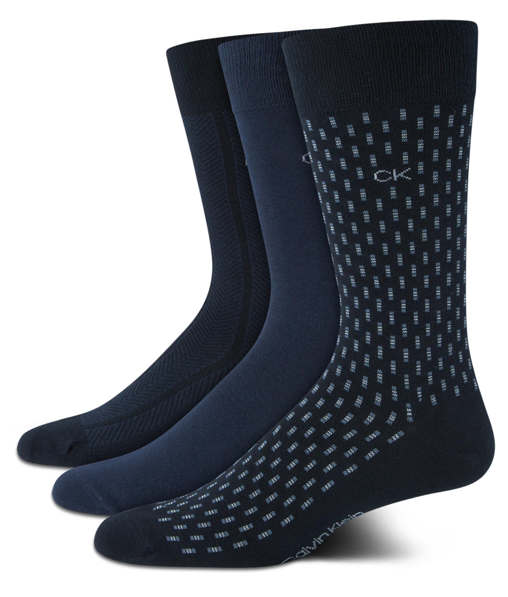 Calvin Klein Men's Dress Socks - Soft Non-Binding Cotton Crew Socks (3-Pack) for Business, Office & Formal Occasions