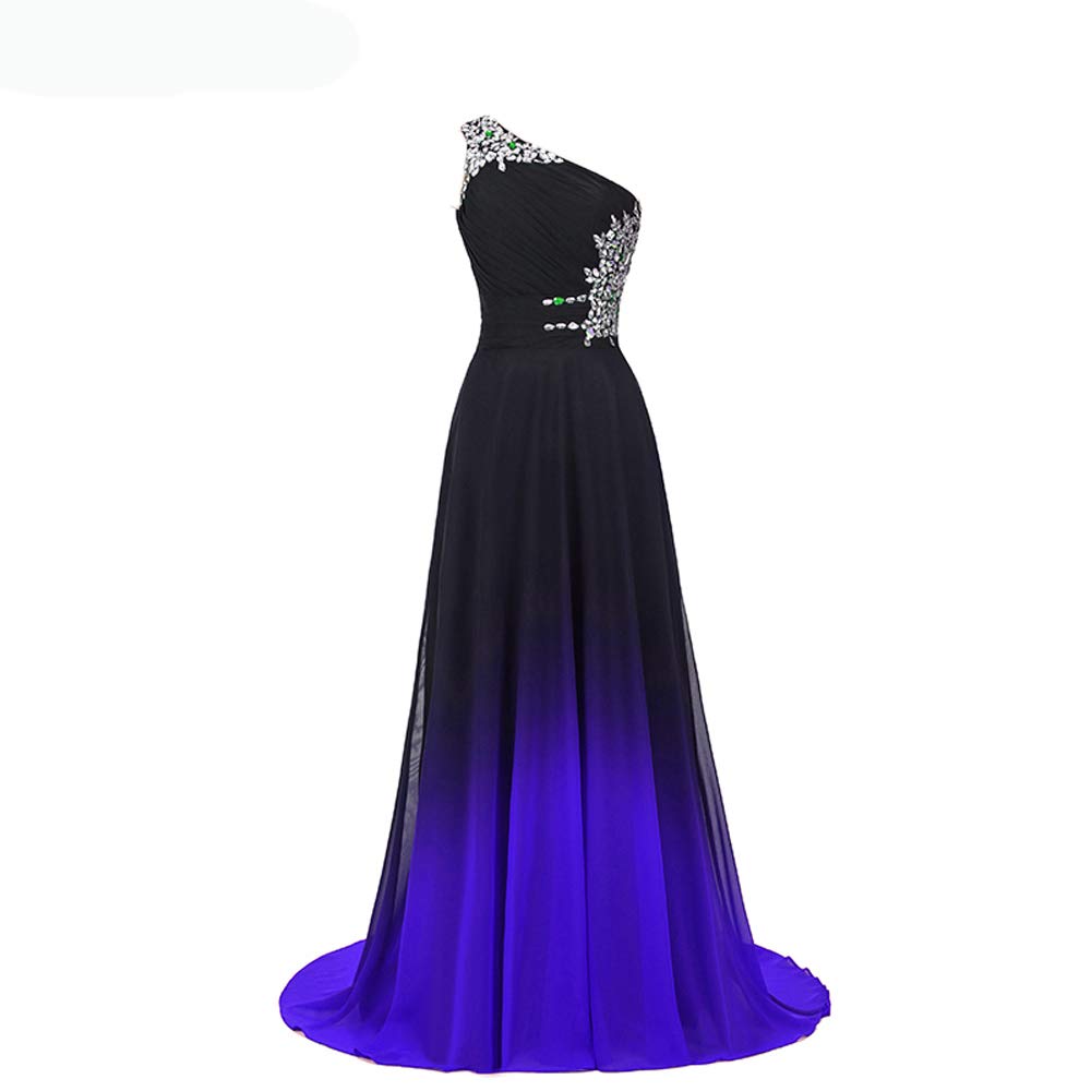 Elegant XIA Women's Gradient Ombre Beaded Prom Dress - Chiffon Long Evening Ball Gown for Plus Size - Perfect for Homecoming, Formal Dances & Special Occasions