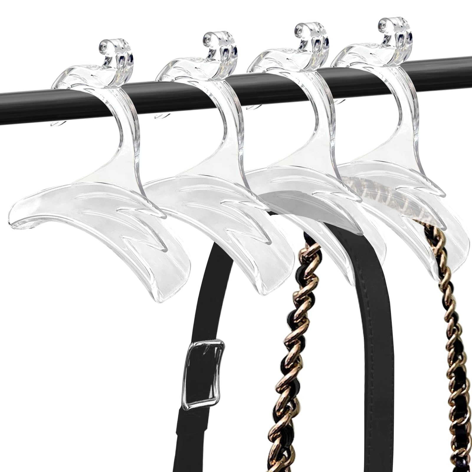 Besser 4-Piece Acrylic Purse Hanger Organizer Set - White | Handbag & Closet Storage Solution | Protects Bag Shape & Maximizes Space | Perfect for Walk-in Closets, Dressing Rooms & Travel Luggage Organization
