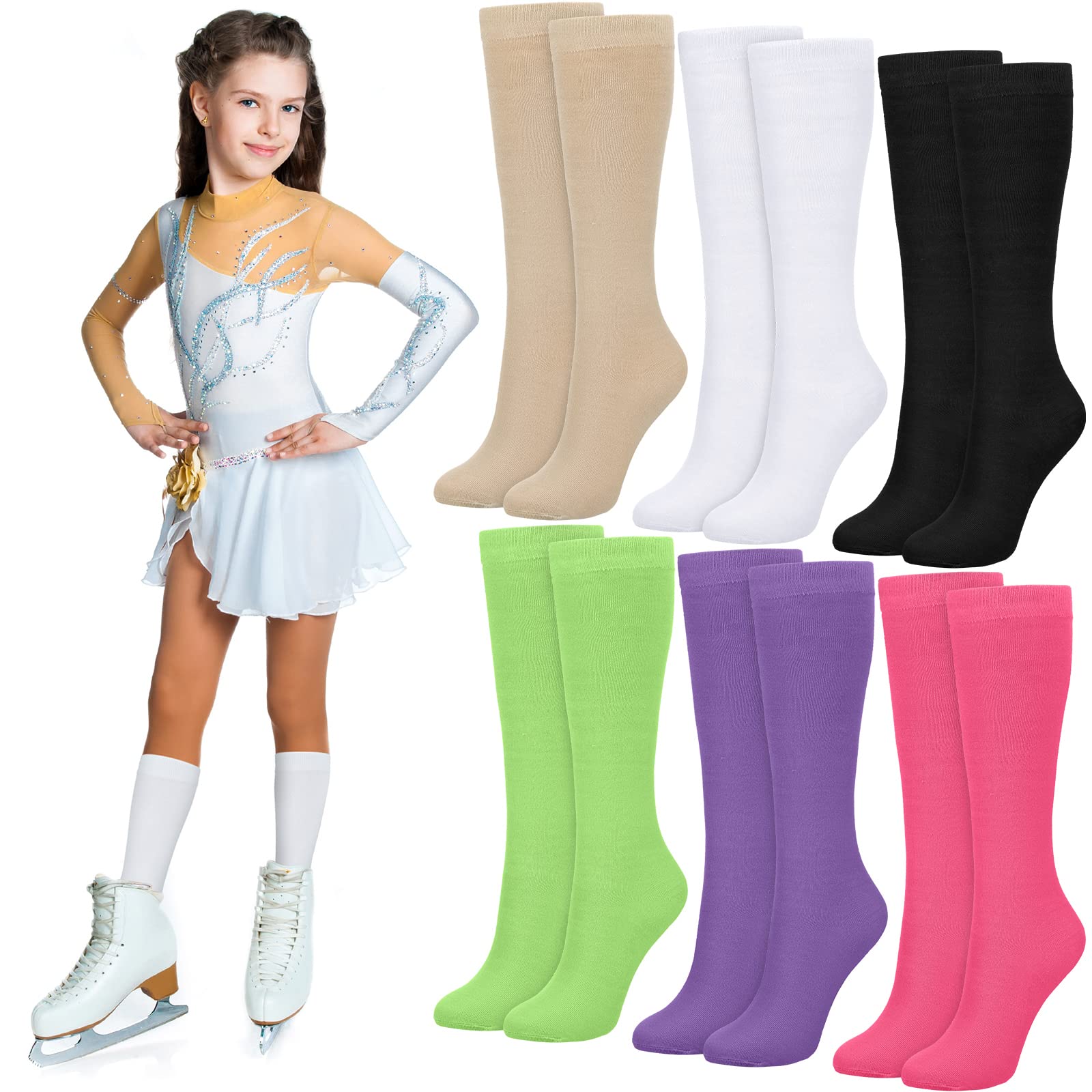 **Giegxin 6 Pairs Women's Cotton Compression Socks for Roller Skating, Sports & Fitness – Breathable & Supportive for Women, Girls & Youth**    *(Perfect for Roller Skating, Running, Gym Workouts & Everyday Comfort!)*