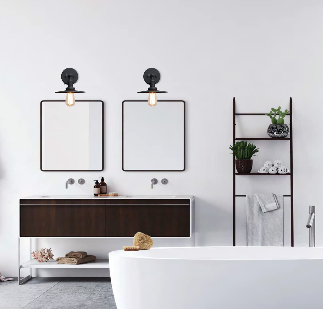 Phansthy Rustic Industrial Wall Light - 1-Light Bathroom Vanity Fixture with 7.9