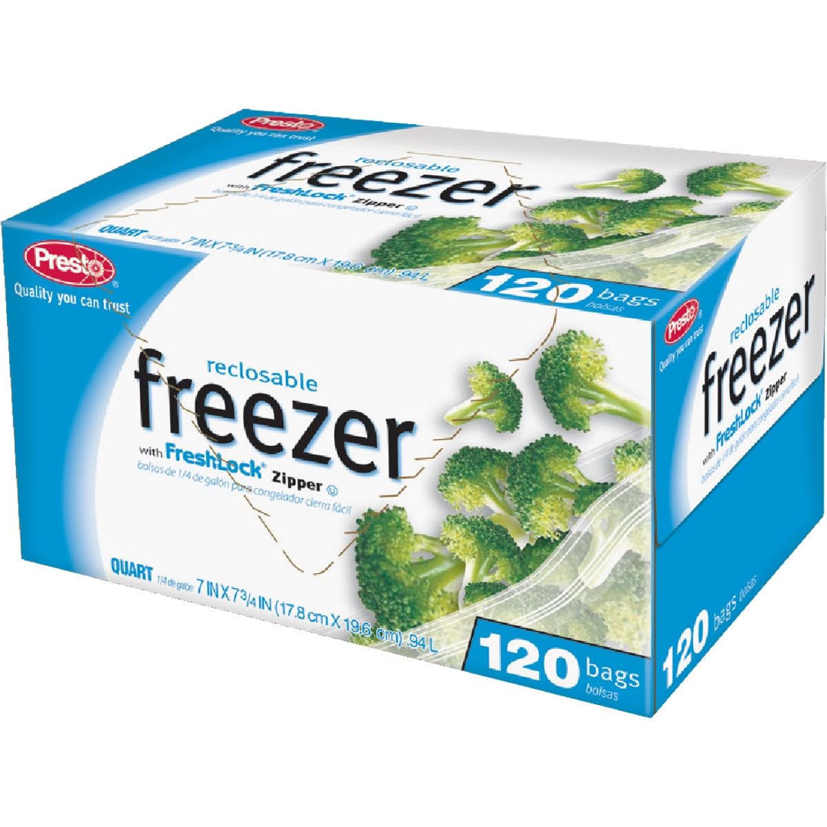 Presto Value Pak Freezer Bags - Heavy Duty Reusable Storage Bags for Food, Meal Prep & Freezing - Ideal for Leftovers, Snacks & Sous Vide Cooking
