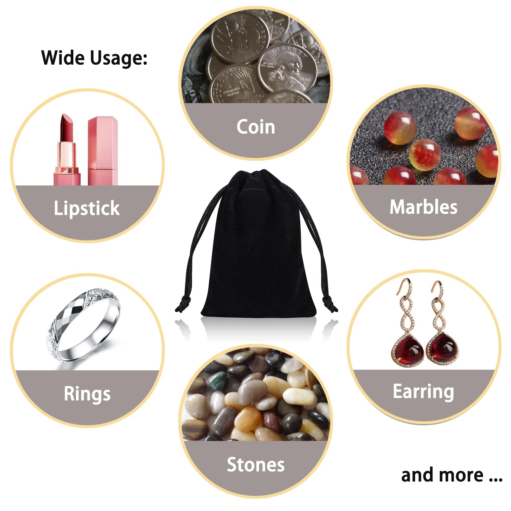 DTOL Velvet Jewelry Bags 3x4 Inch 50 Pieces - Premium Drawstring Gift Pouches for Jewelry, Makeup & Small Items | Perfect for Party Favors, Travel Organizer, Christmas Gifts & Festival Storage | Soft Black Velvet Fabric for Elegant Presentation