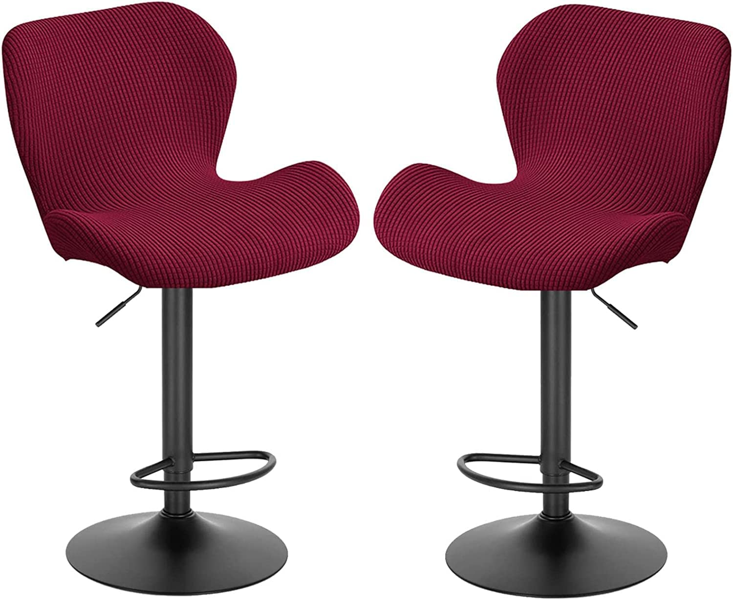 Modern Stretch Slipcovers for Curved Bar & Kitchen Swivel Stools with Backrest - 2-Piece Set (Color: White) - Perfect for Dining Chairs, Breakfast Barstools & Counter Height Seating