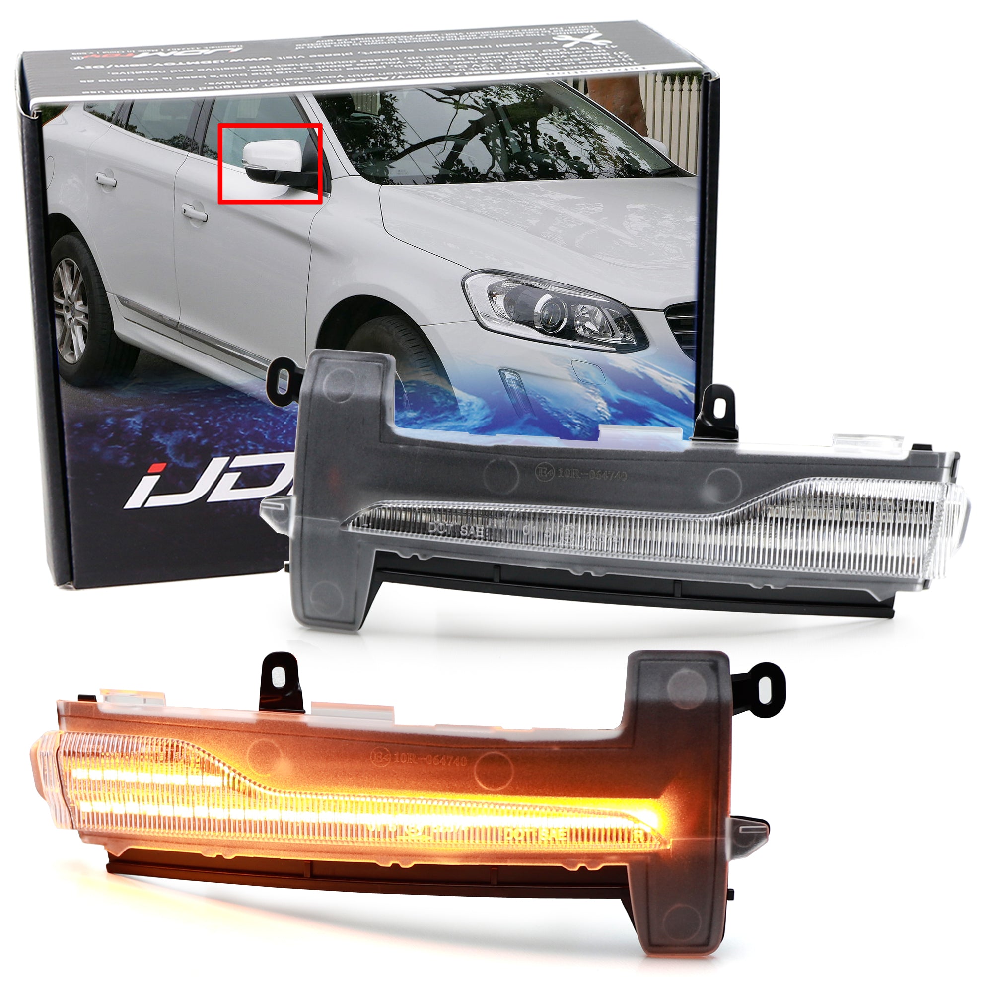 Clear Lens Sequential LED Side Mirror Turn Signal Lights for 2014-2017 Volvo XC60 - Enhanced Safety & Style for Night Driving & Parking