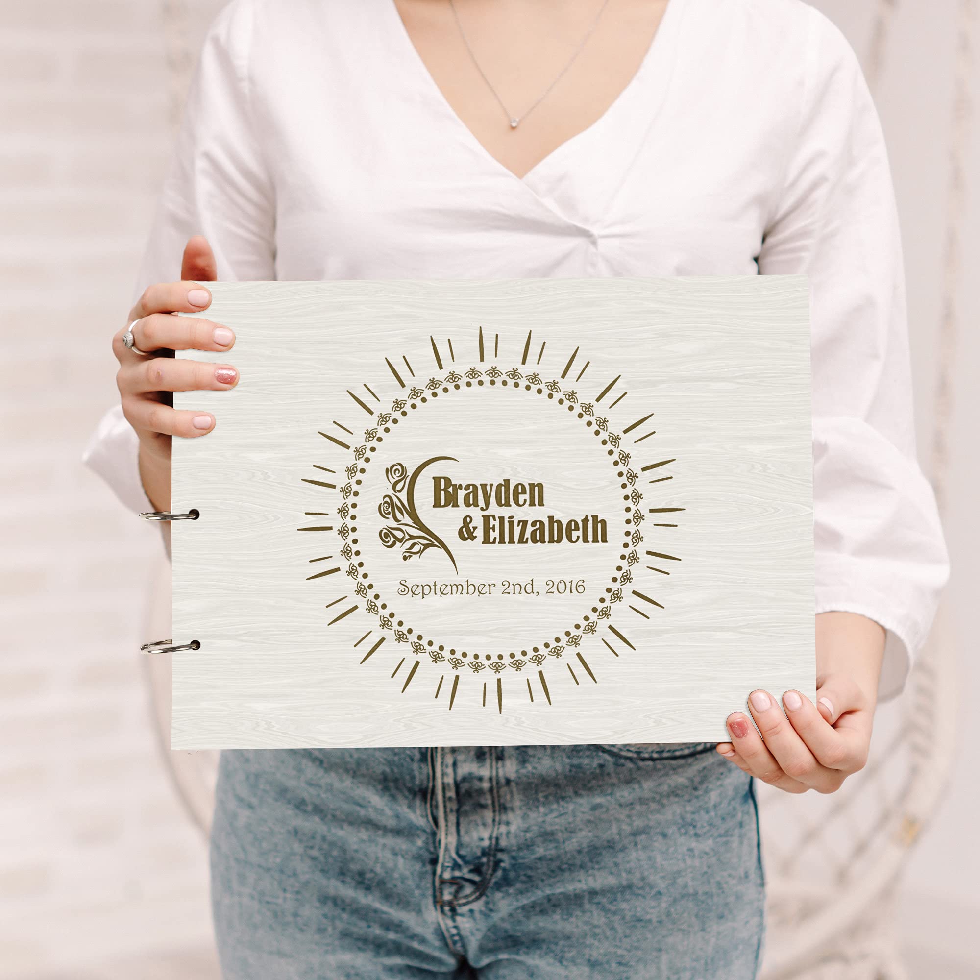 Personalized Laser Engraved Wooden Wedding Guest Book - Custom Sign-in Registry for Bridal Shower, Anniversary & Reception - Unique Keepsake for Couples