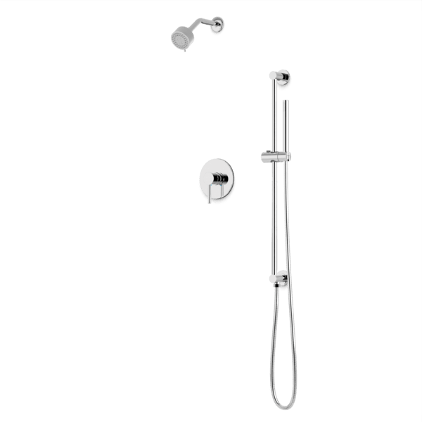 Premium Round 2-Way Pressure Balance Shower Trim Kit with Multifunction Rainfall Shower Head & Handheld Shower on Adjustable Slide Bar - Perfect for Bathroom Renovation & Spa-Like Shower Experience