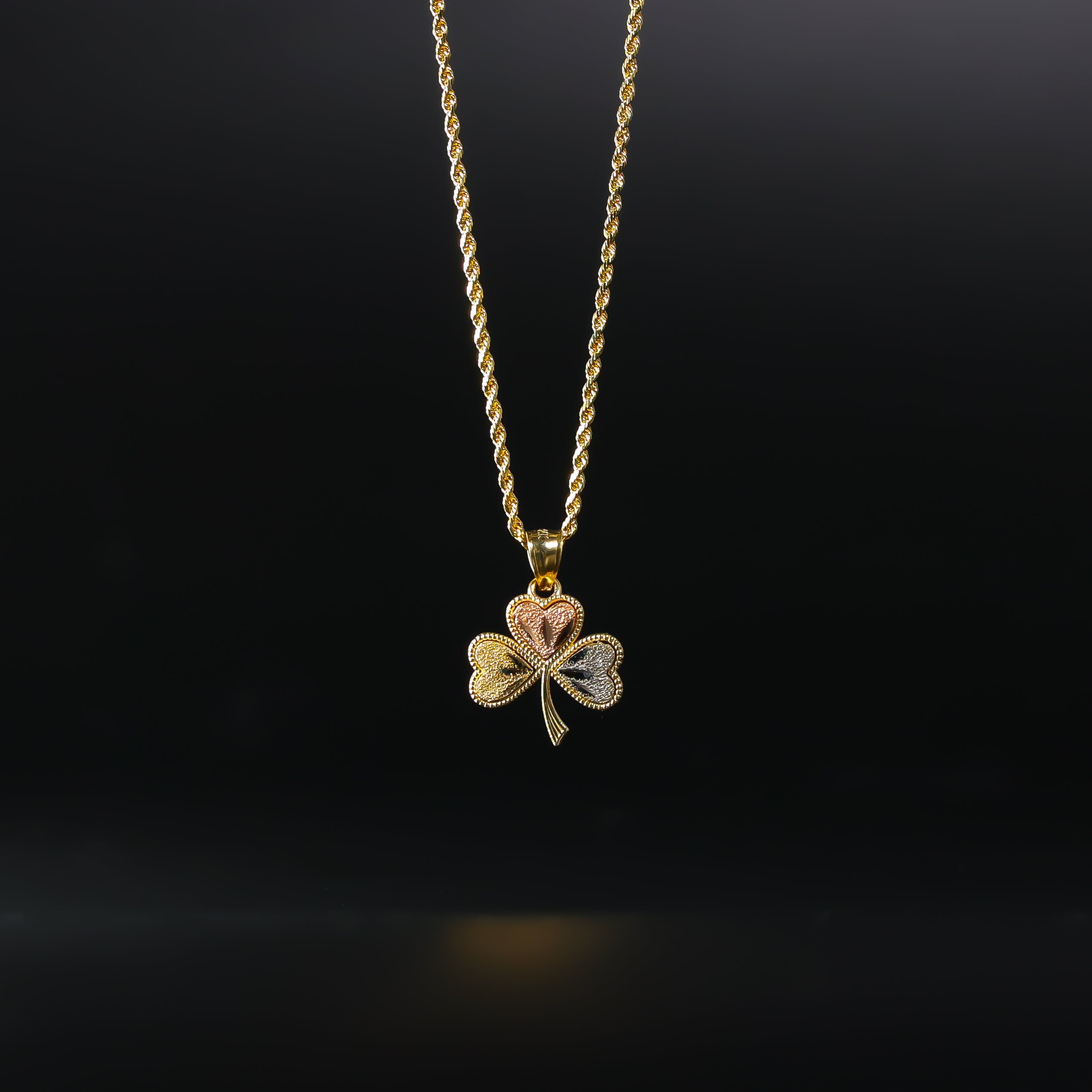 Gold Heart Clover Pendant Necklace - 14K Rose/Yellow/White Gold Three-Tone Jewelry (Model 1933) | Perfect Gift for Anniversary, Valentine's Day & Special Occasions