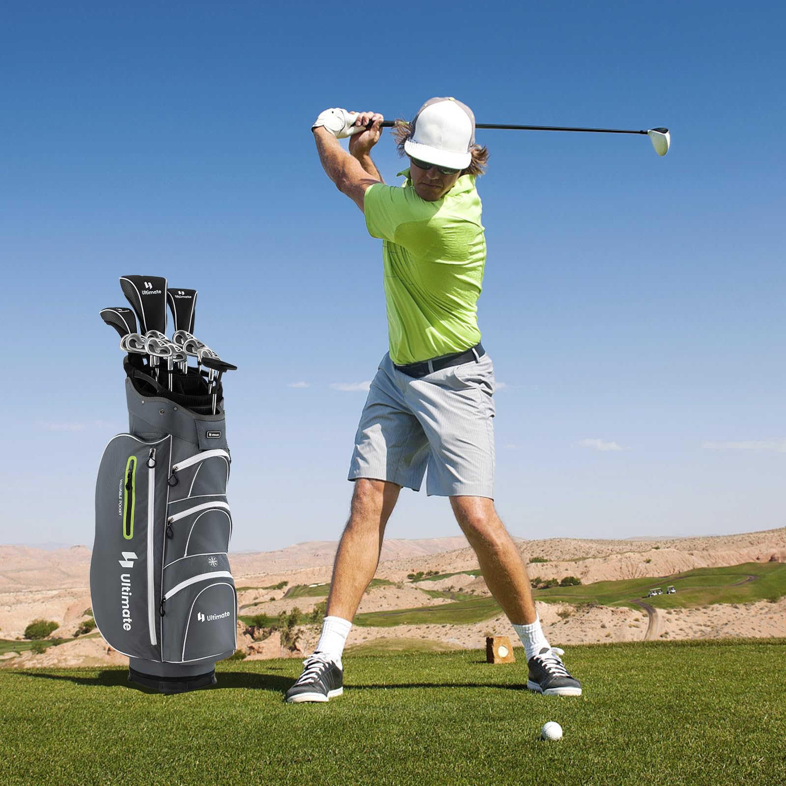 Premium 9-Piece Complete Golf Club Set for Men - Right Handed Driver, Fairway, Hybrid, Irons & Putter with Head Covers - Perfect for Beginners & Intermediate Golfers on Course or Driving Range