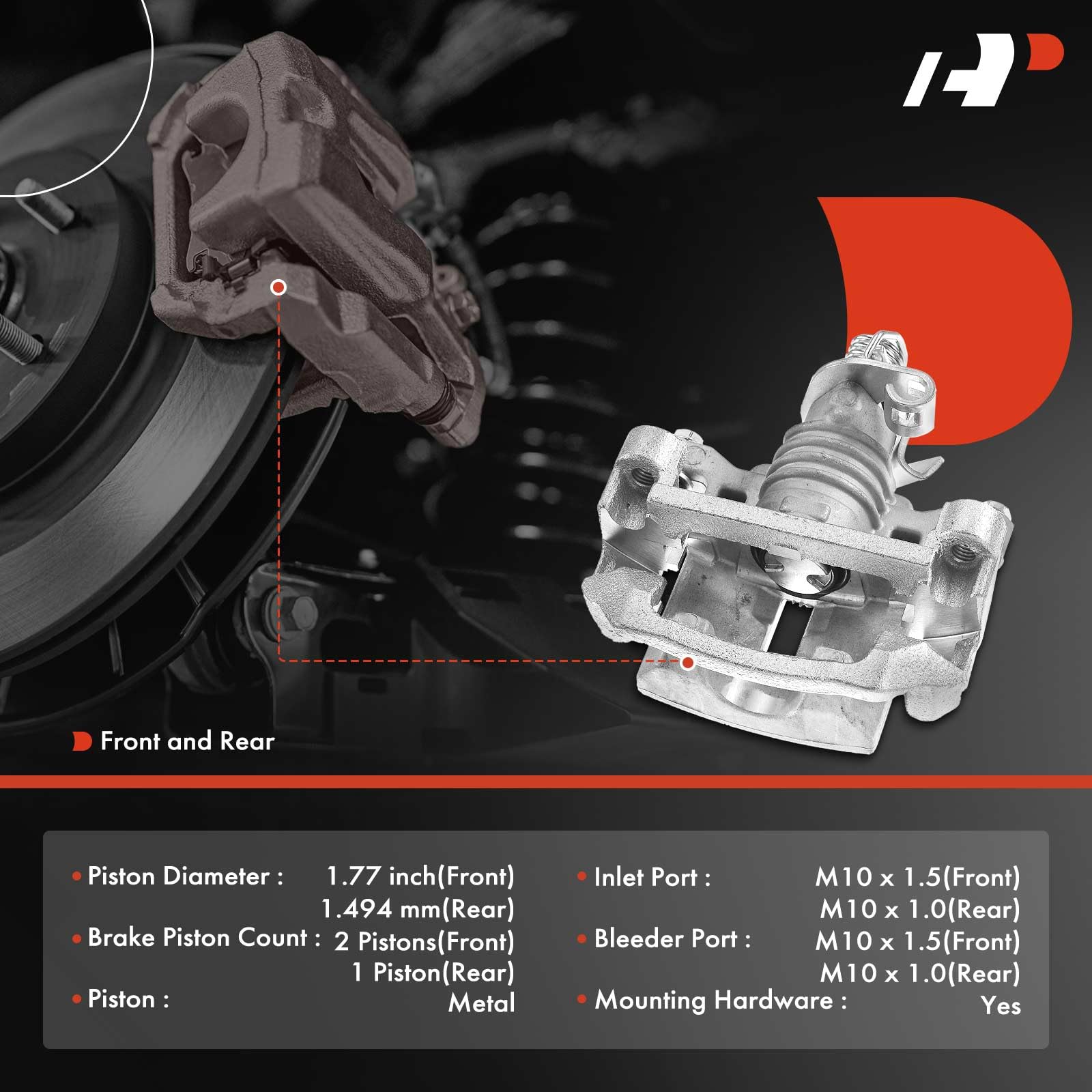 Premium Disc Brake Caliper Assembly with Bracket - Compatible with Chevy Impala 2011-2013 (Front & Rear, Driver & Passenger Side) - 4-Piece Set - Perfect for Smooth Braking & Vehicle Safety Maintenance