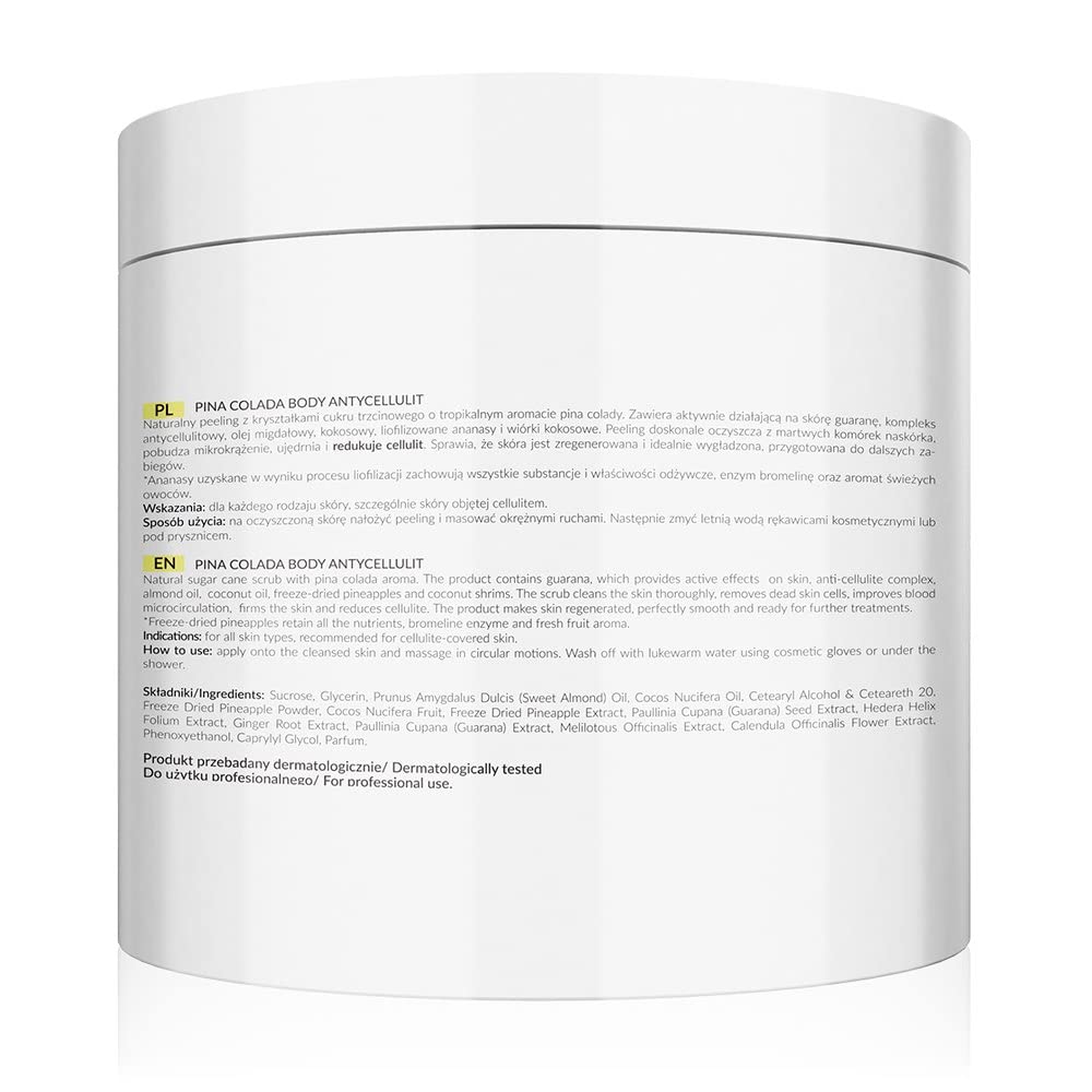 APIS Pina Colada Body Scrub with Freeze-Dried Pineapple & Coconut - Anti-Cellulite Tropical Exfoliator with Guarana for Smooth Skin - 650g Spa Treatment for Summer Body Care & Stretch Mark Reduction
