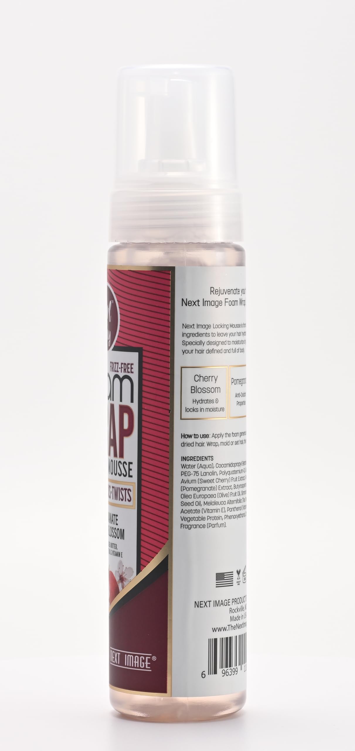 NEXT IMAGE Foam Wrap Locking Mousse - Pomegranate & Cherry Blossom Scent for Curly Hair | Hydrating Styling Hair Mousse for Women | Perfect for Daily Use, Special Occasions & Salon-Quality Styling at Home