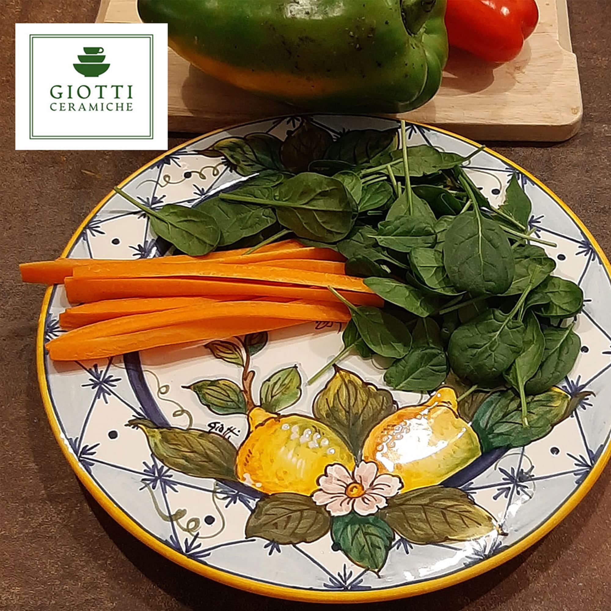 Italian Ceramic Dinnerware Set for 4 - Hand Painted Tuscan Pottery Plates & Bowls - Authentic Ischia Lemons Design - Elegant Kitchen & Dining Table Decor - Perfect for Family Dinners, Entertaining Guests, and Italian-Themed Parties