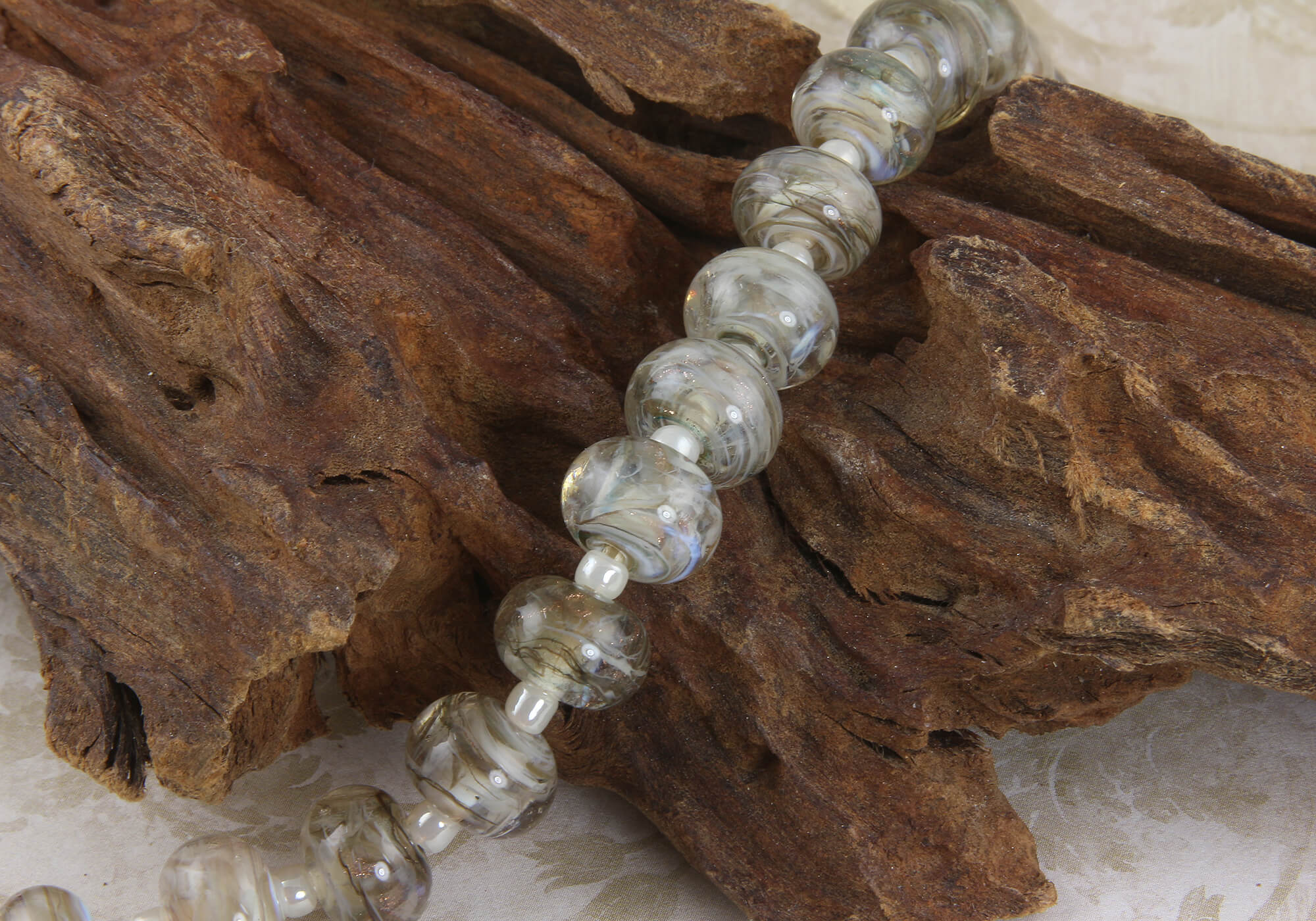 Premium Abalone Gray Gold Lampwork Glass Beads Set for Jewelry Making - DIY Necklace, Bracelet, Earrings Craft Supplies - Perfect for Boho, Beach, and Wedding Accessories
