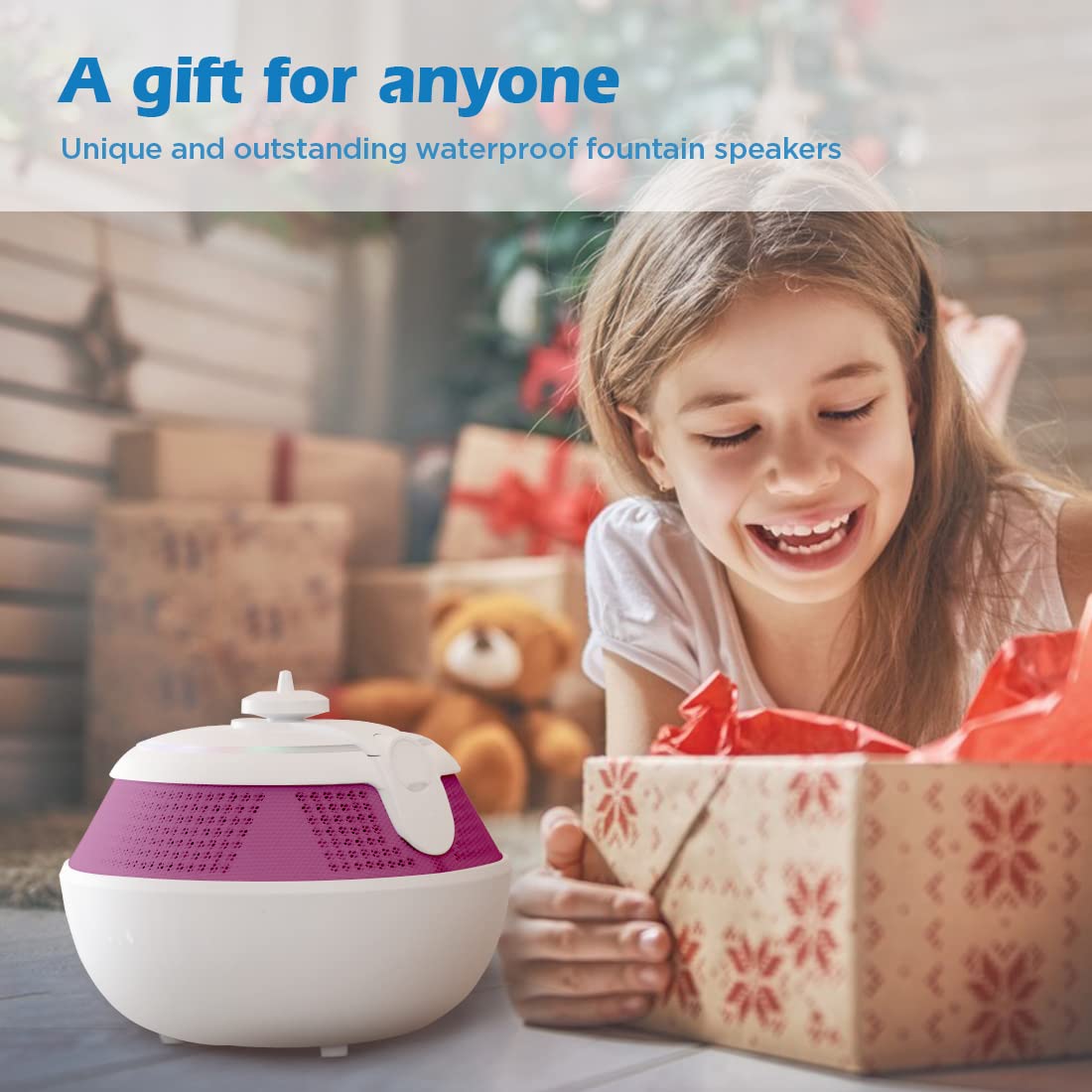 Foifope Floating Bluetooth Speaker - Waterproof Wireless Pool Speaker with LED Lights for Hot Tubs, Showers, Bathrooms & Outdoor Use | Portable Shower Speaker for Kids & Adults (Pink)