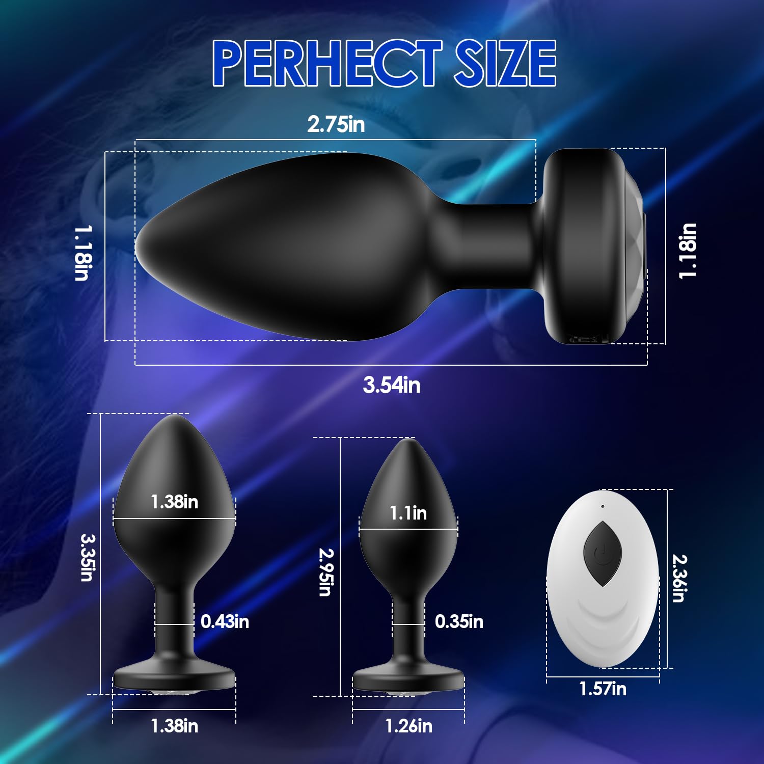 Premium 3PCS Silicone Anal Plug Training Kit with Remote Control - 10 Vibration Modes for Prostate Massage & Pleasure | Black Adult Sex Toys for Couples Play & Solo Exploration